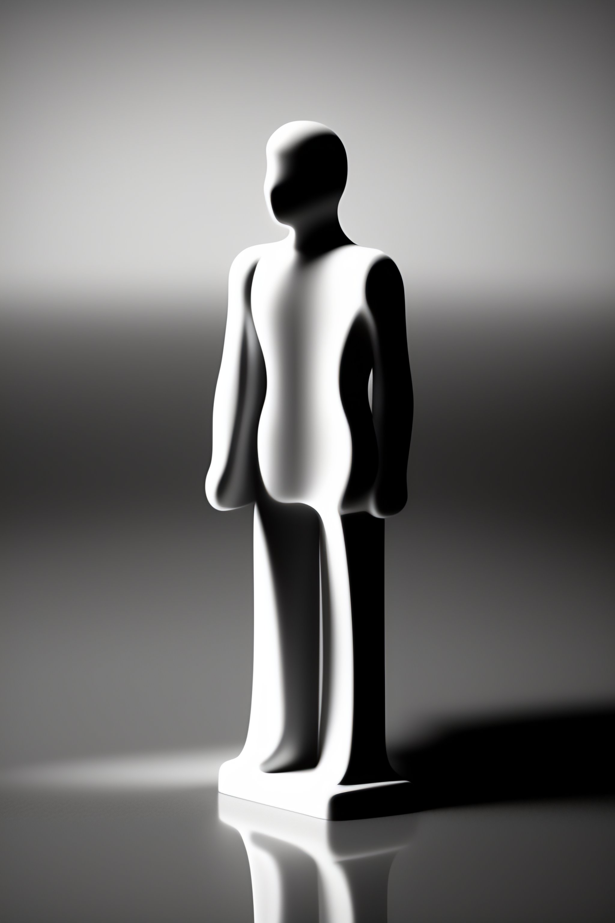Lexica - 3d design of a person on tiptoe with no face black and white