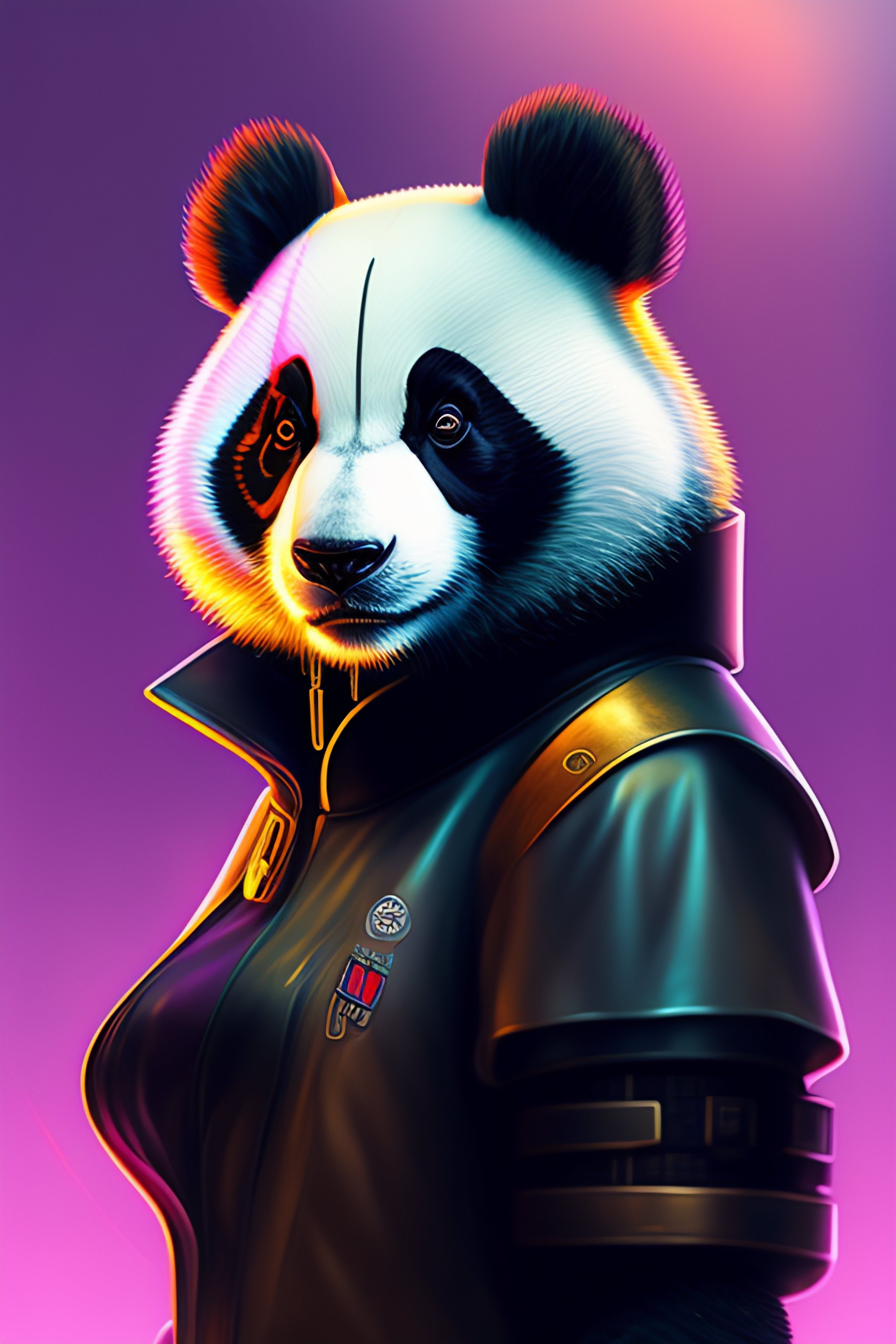 Lexica - A portrait of a cyberpunk panda, cartoon