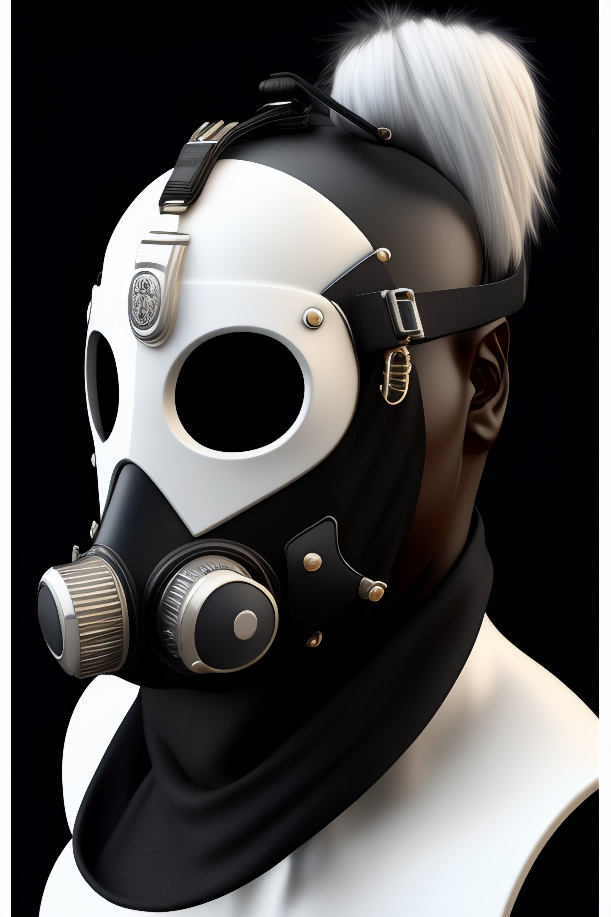 Lexica Cyberpunk Gas Oni Mask White And Black Intricate Details 0593
