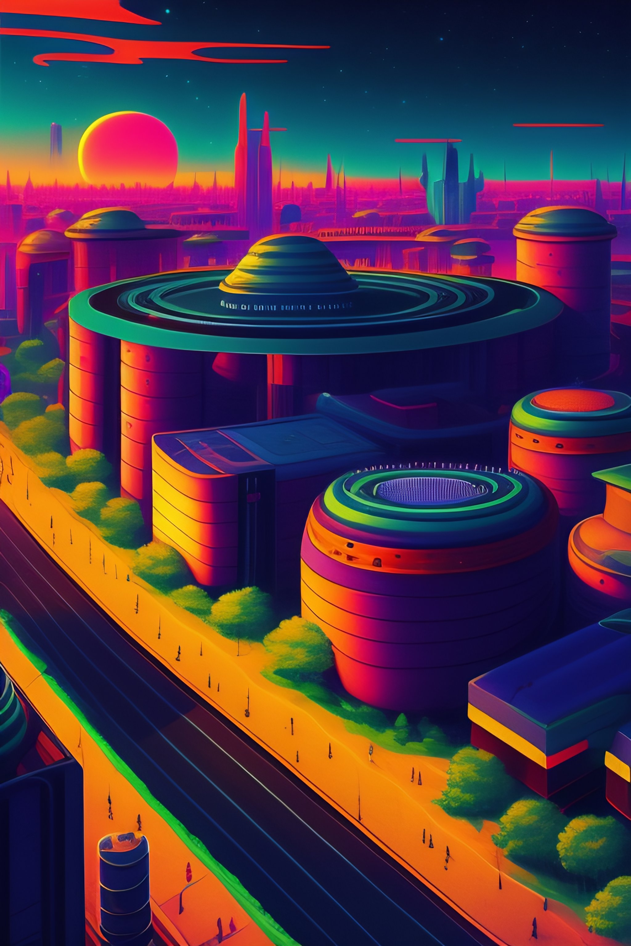 Lexica - Alien city in the style of studio gibli and jhonen vasquez ...