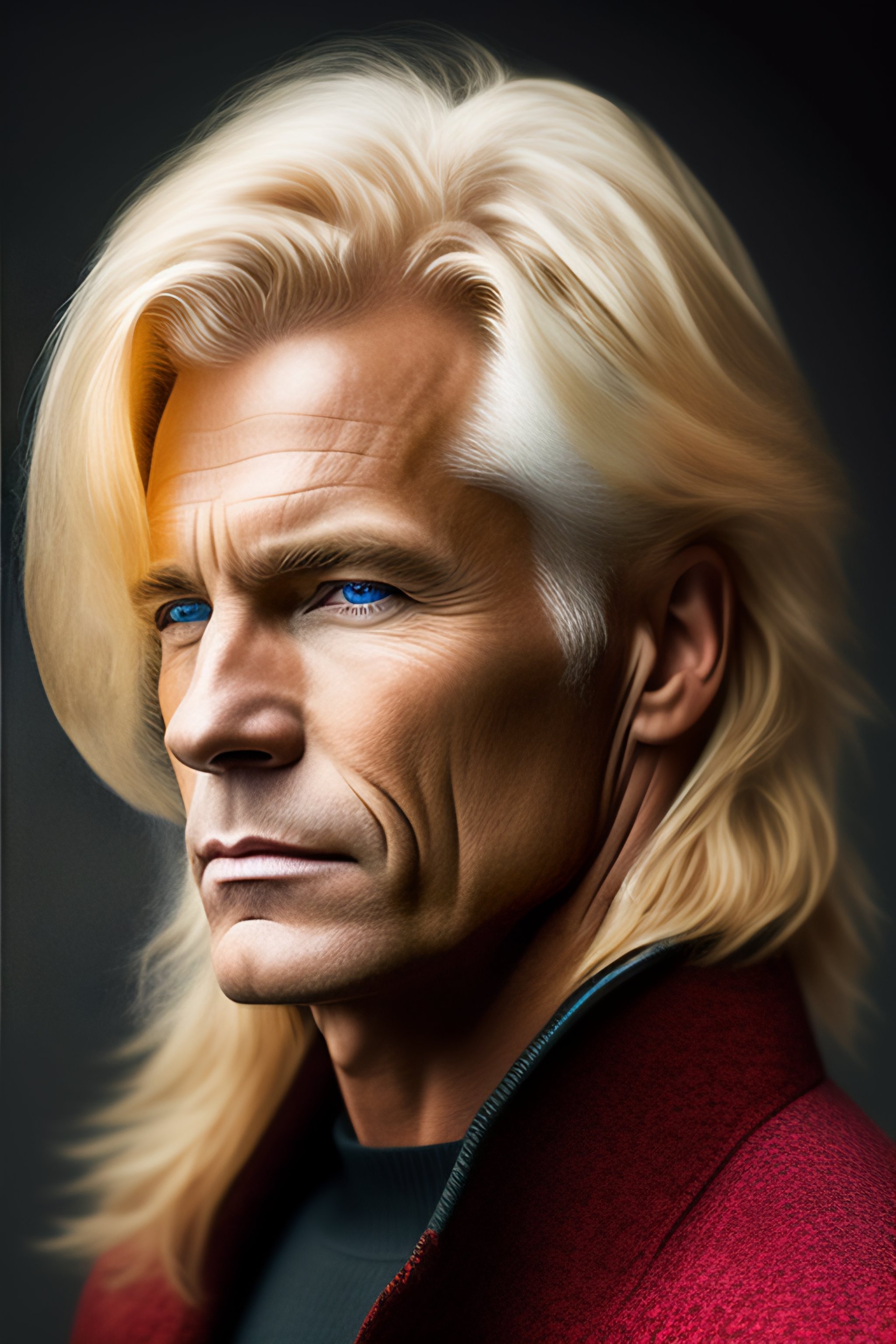 Lexica 50 Year Old Man Blond Blind Middle long Hair