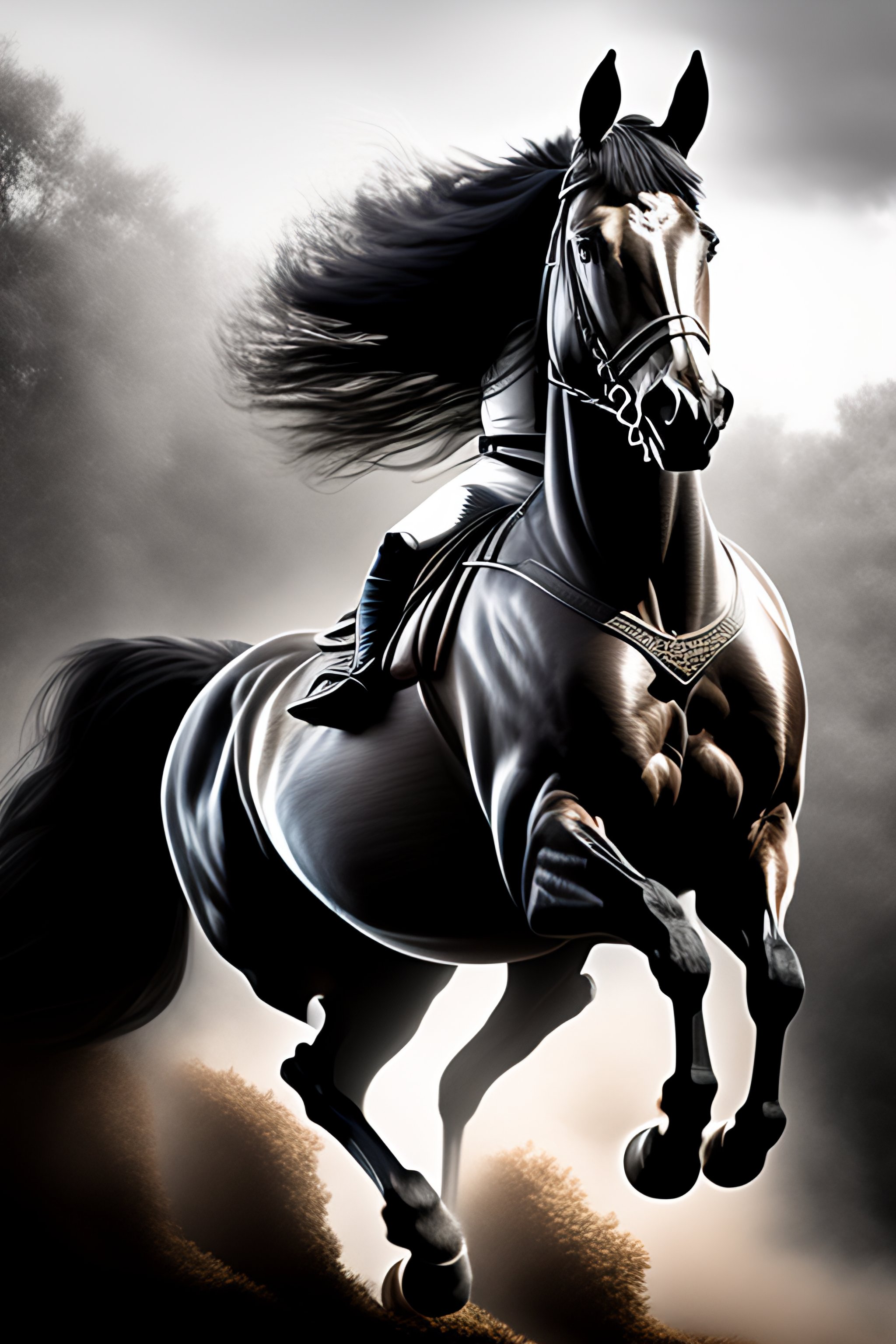 Lexica - Drawing manga horse riding jumping