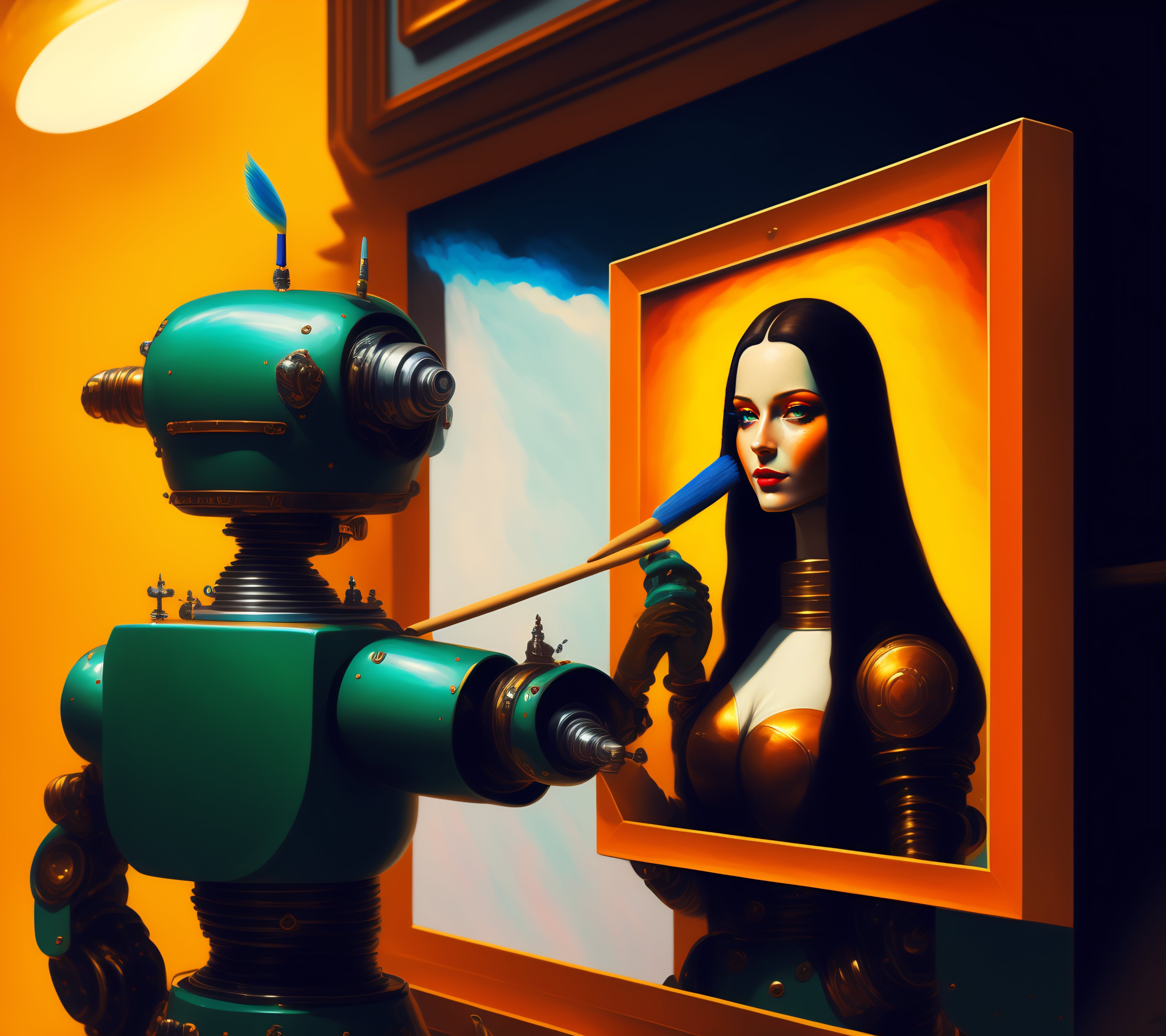 Lexica - An illustration of Bender, robot from futurama as an artist ...