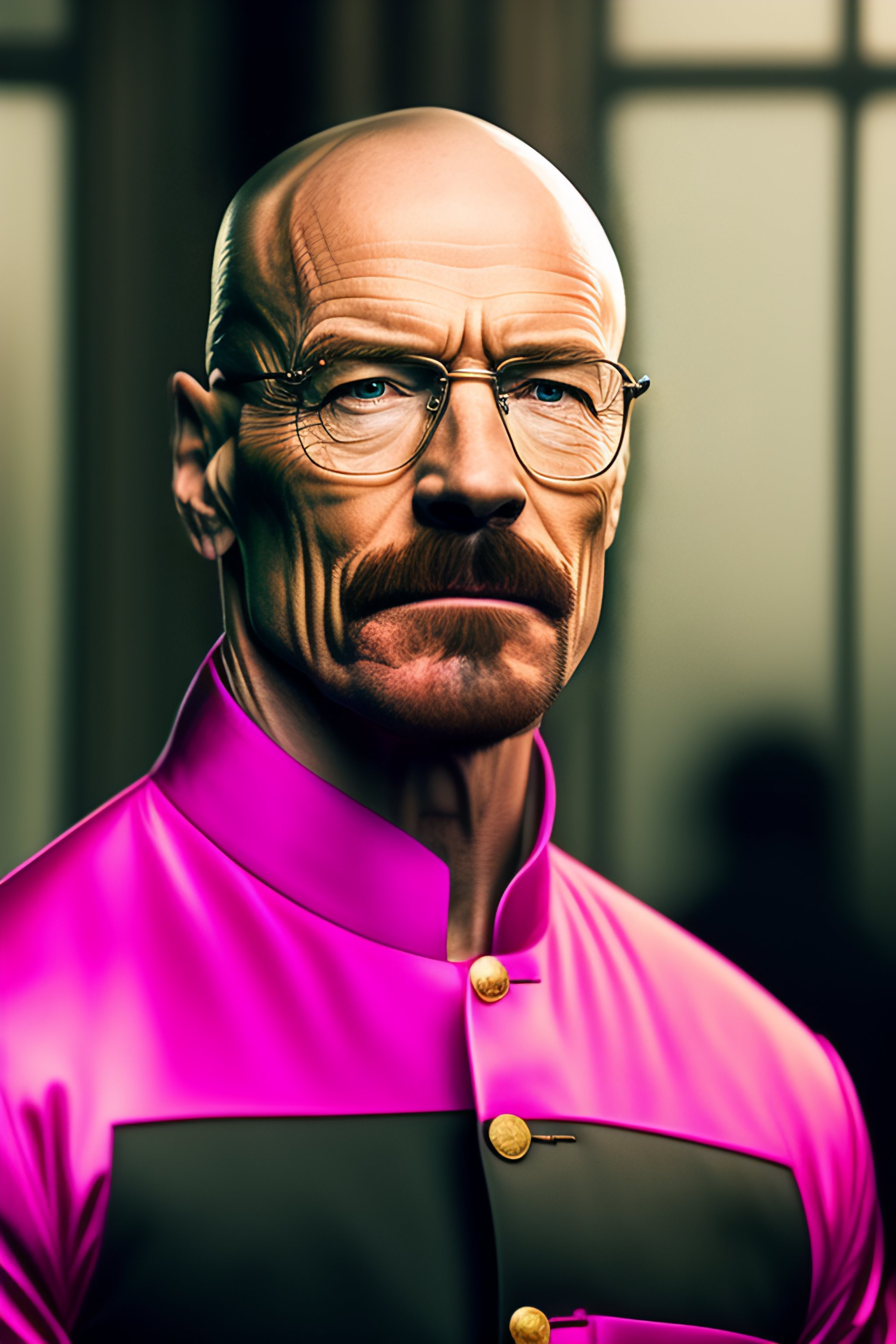 Lexica - A photo of walter white wearing a pink dress