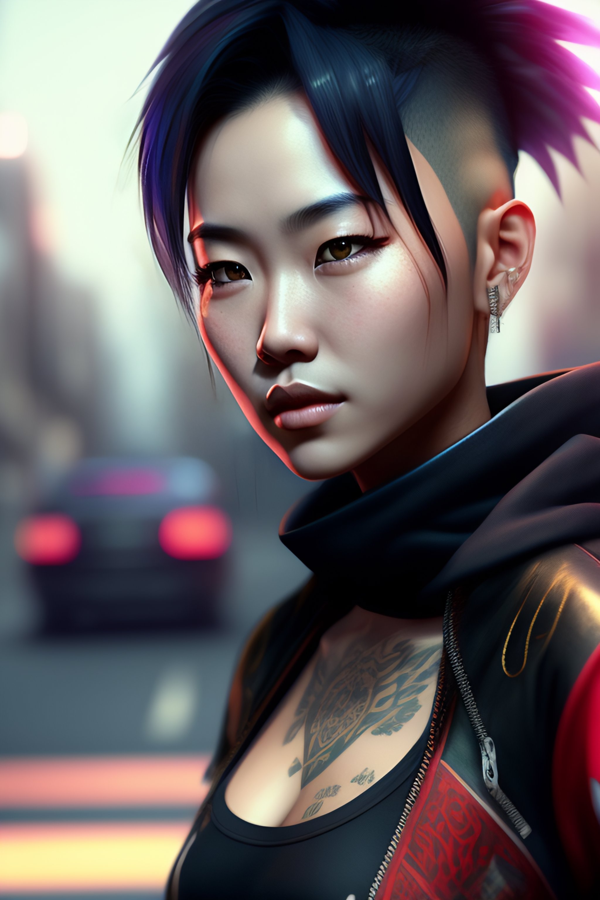 Lexica - Goth punk clothes with short hair girl, battle status, hyper  detailed, digital art, cyberpunk style, cybercinematic lighting, studio  quality