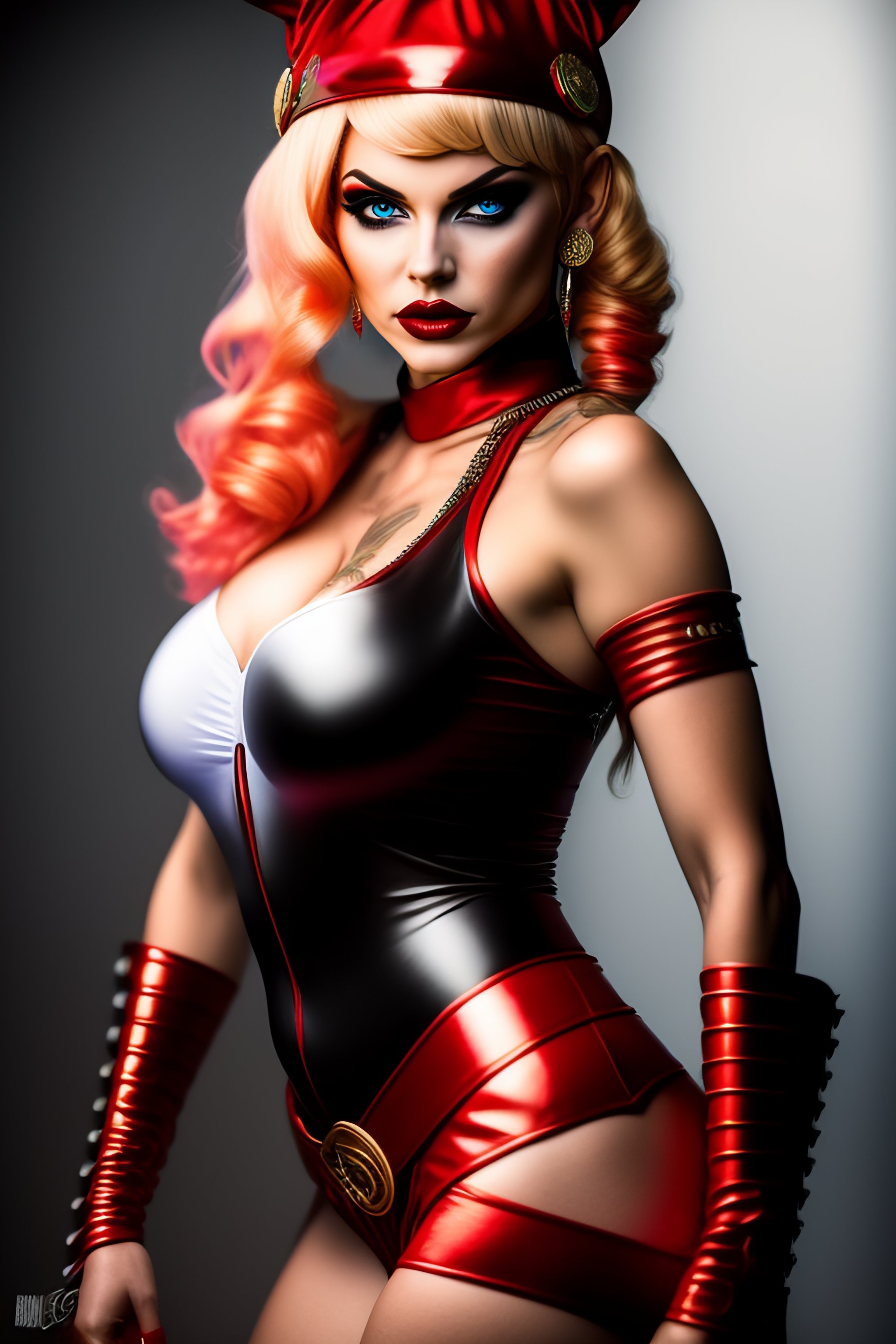 Lexica - Rikki Six cosplay Harley Queen, beautiful figure, Photorealism,  High detail, --aspect 9:32 --testp --testp --upbeta