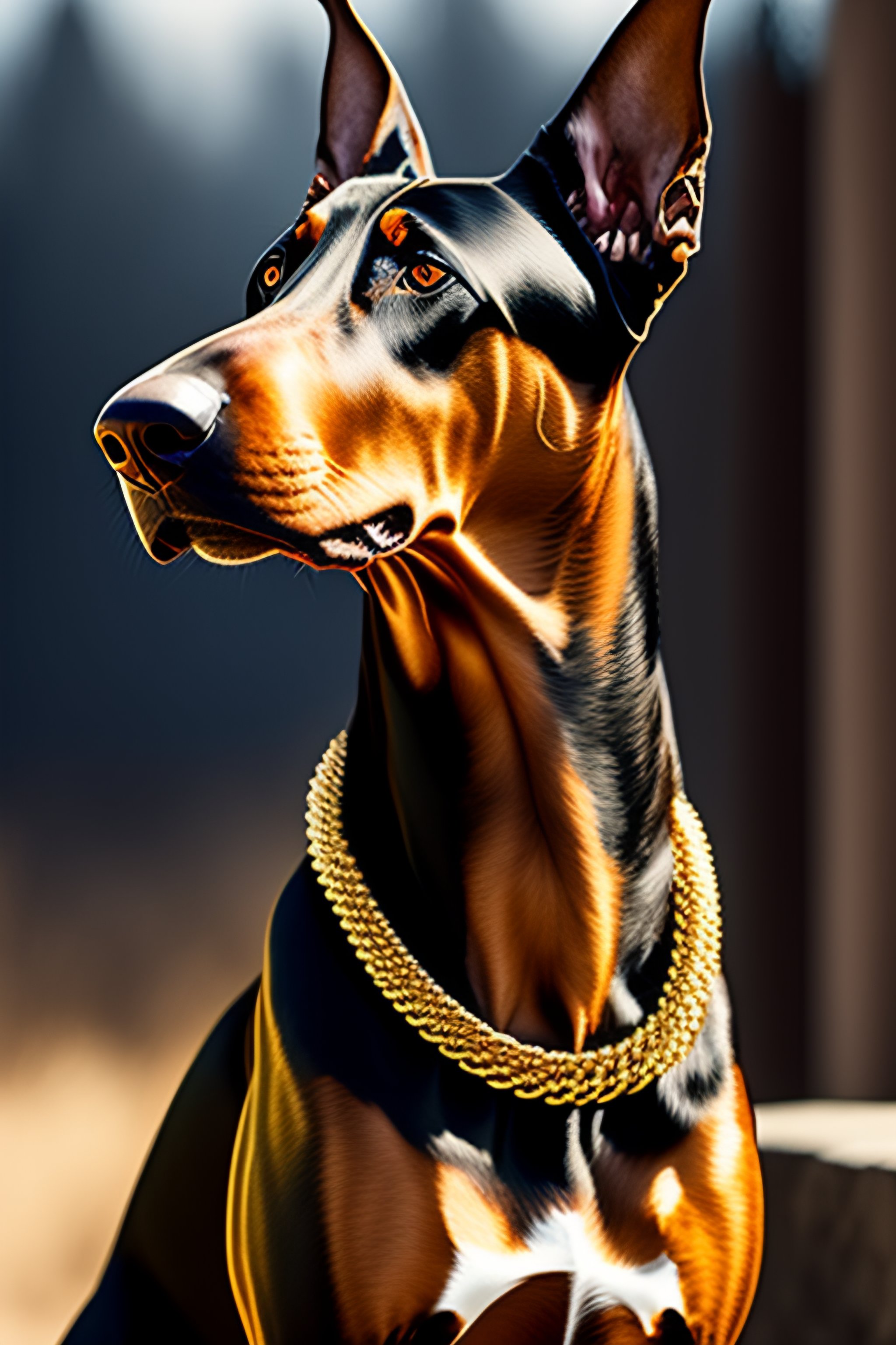 Doberman with hot sale gold chain