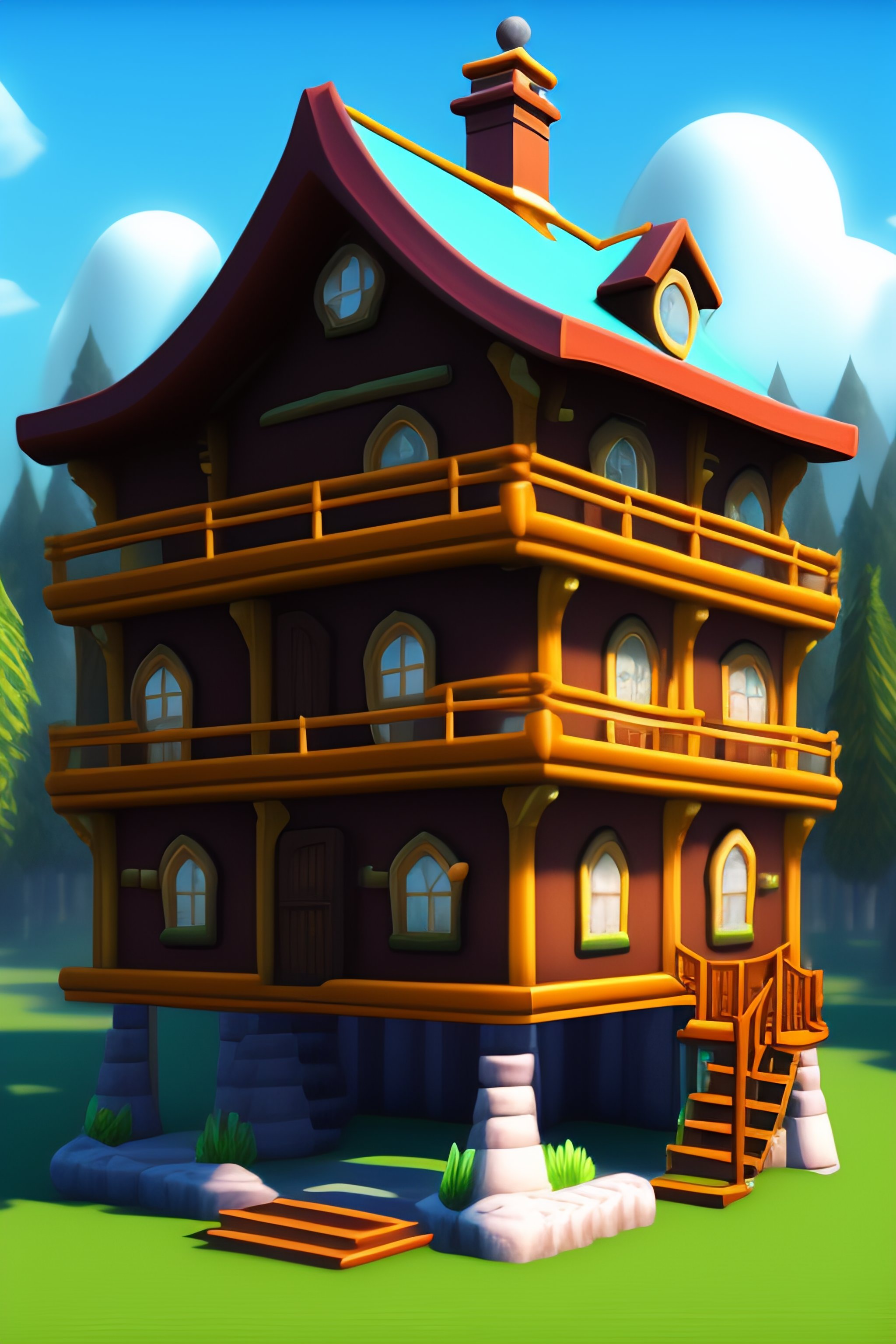 Lexica - 3d stylized game library building