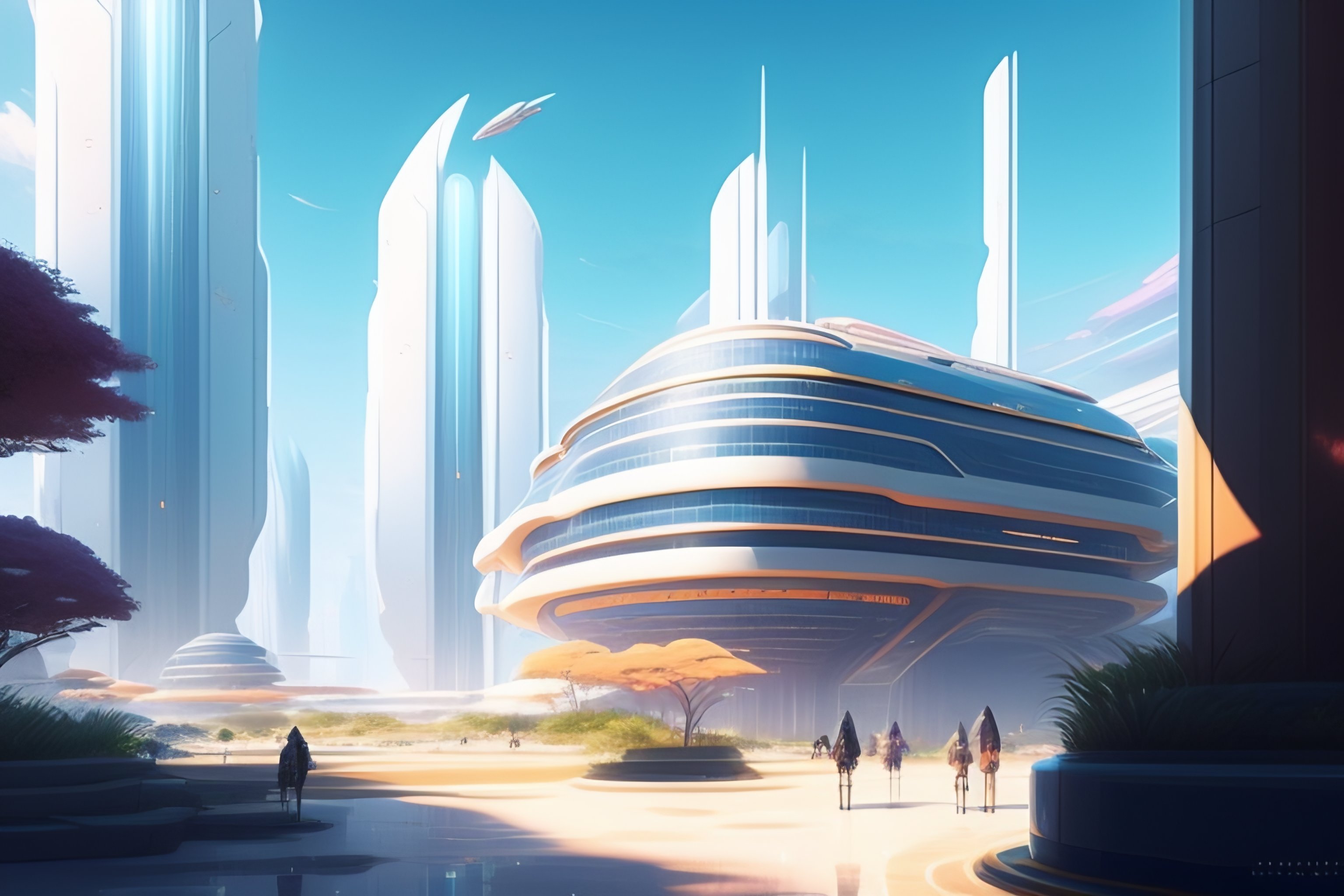 Lexica - Concept art of a far-future city, key visual, summer day ...