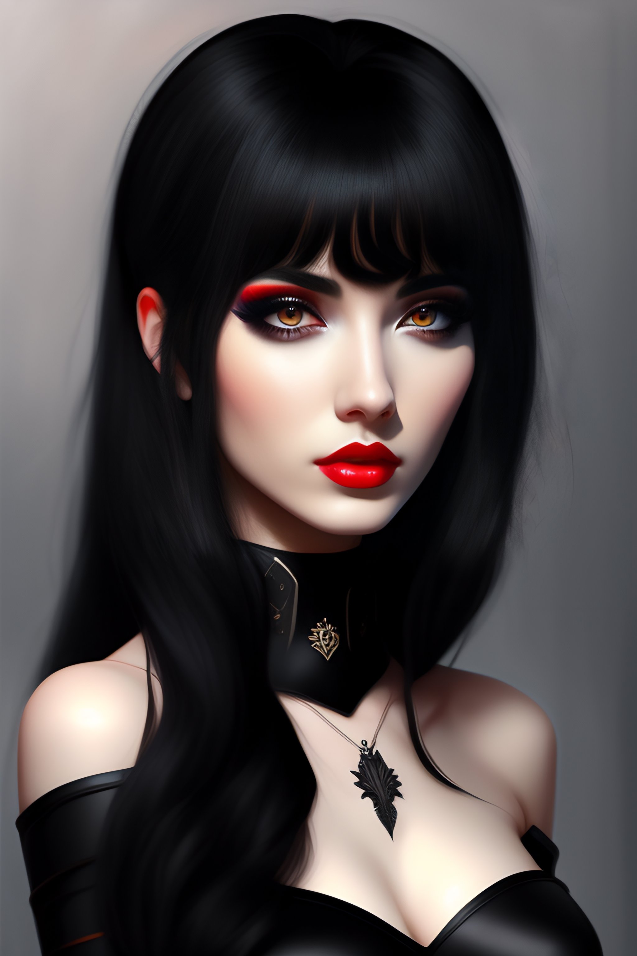 Lexica - E-girl, fully body, black hair, bangs hairstyle, pale skin ...