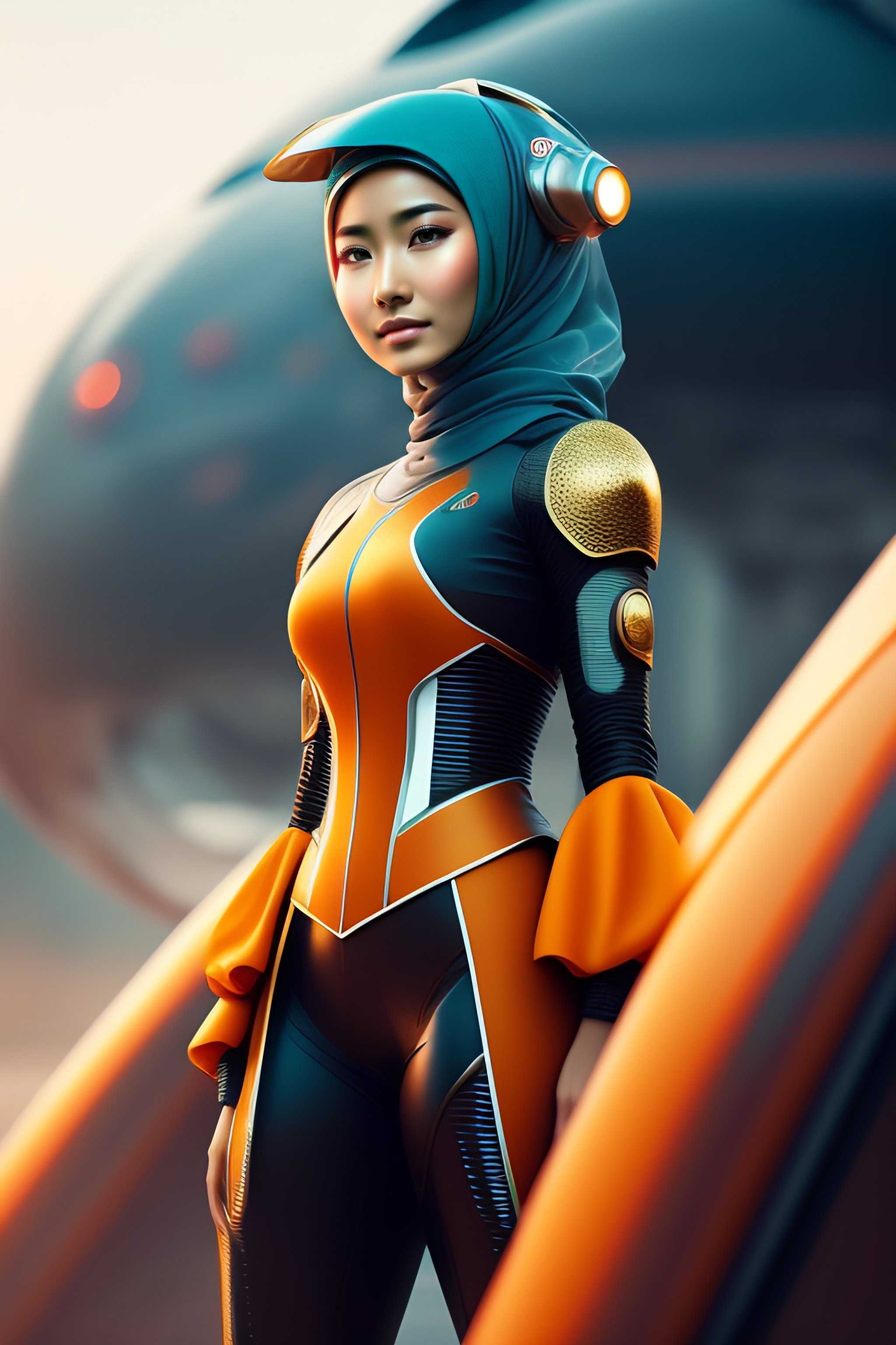 Lexica - A woman wearing a futuristic outfit