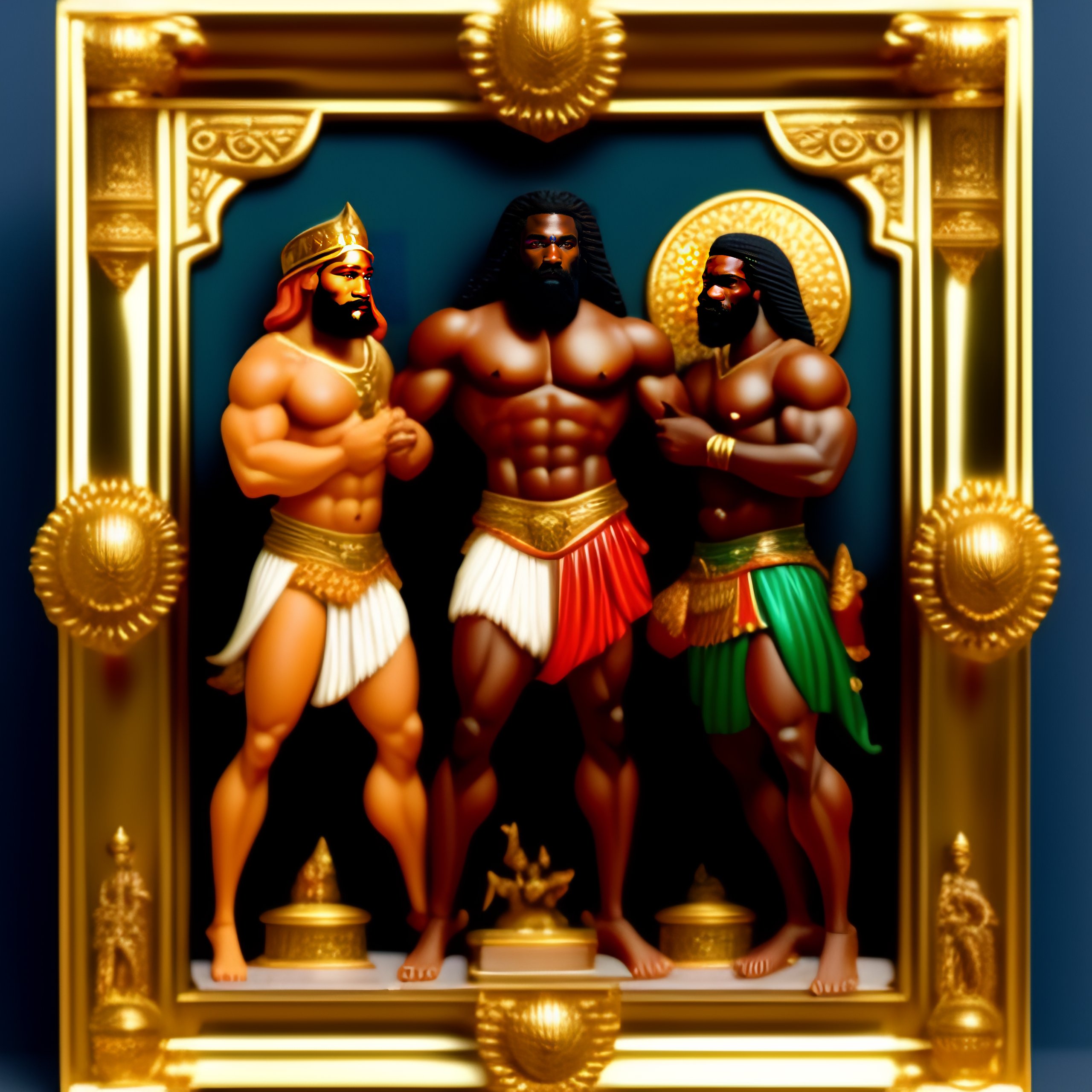 Lexica - Three muscular bearded african american men, on mount Olympus ...