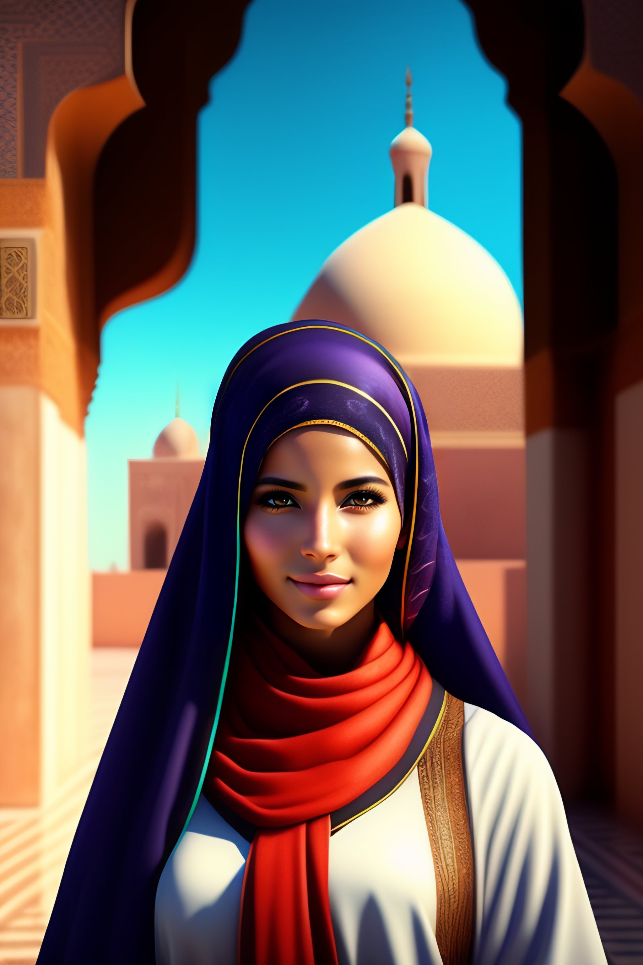 Lexica Portrait of an anime character hyper realistic moslim girl