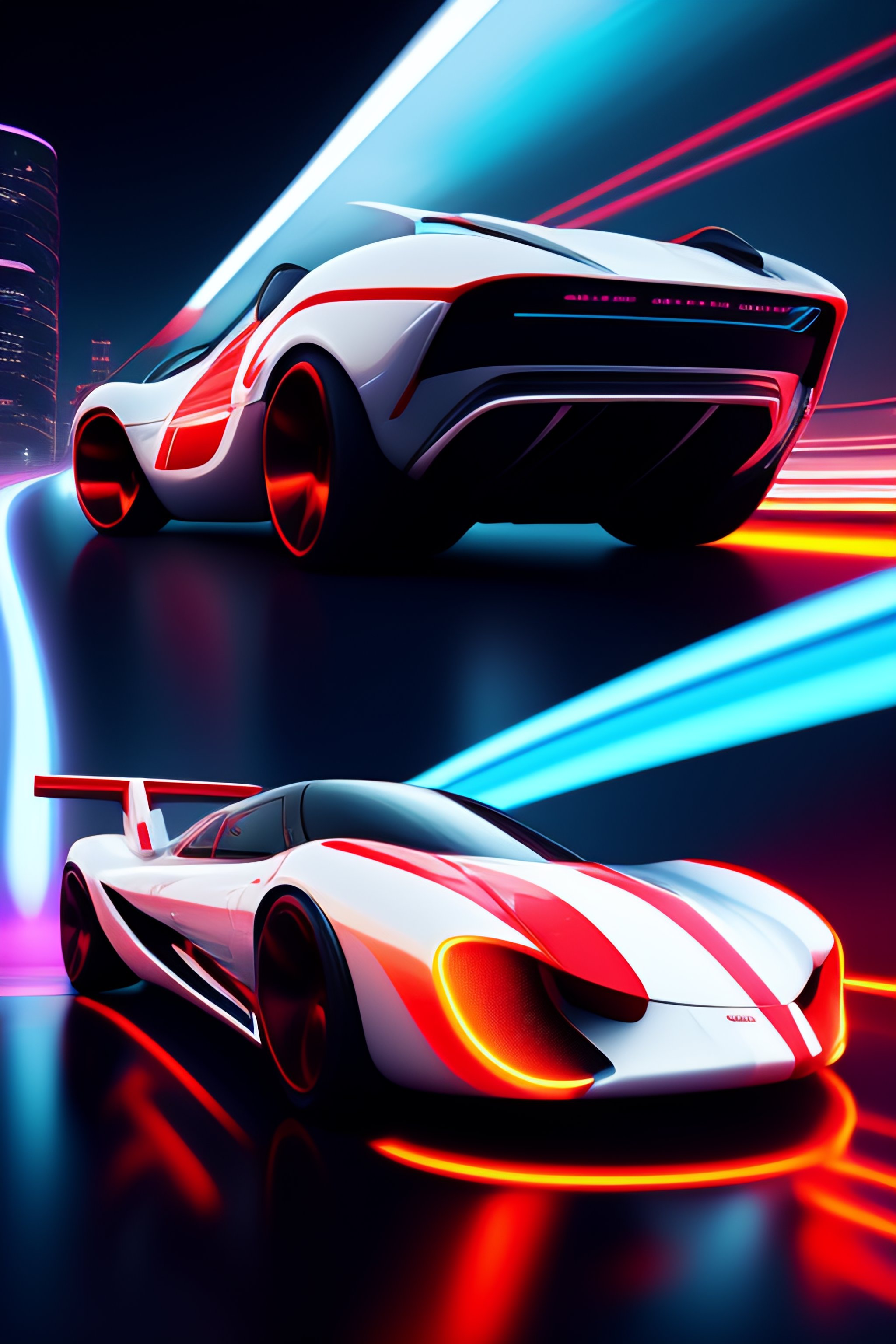 Lexica - Speed racer mach 6. white and red car. motionblur. zoom lines ...