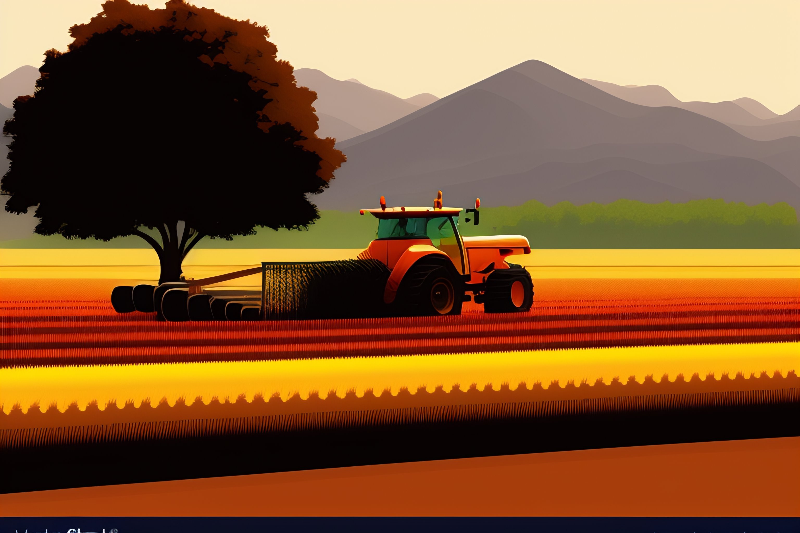 Lexica - Vector image of a farmer in the field plowing using shovel, spade