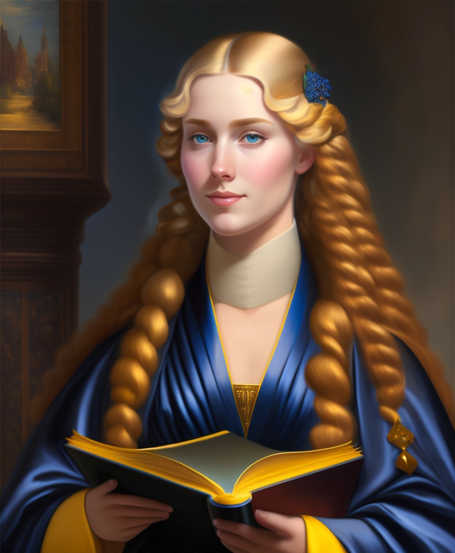 Lexica - A portrait of a white woman, with long blonde hair in braids ...