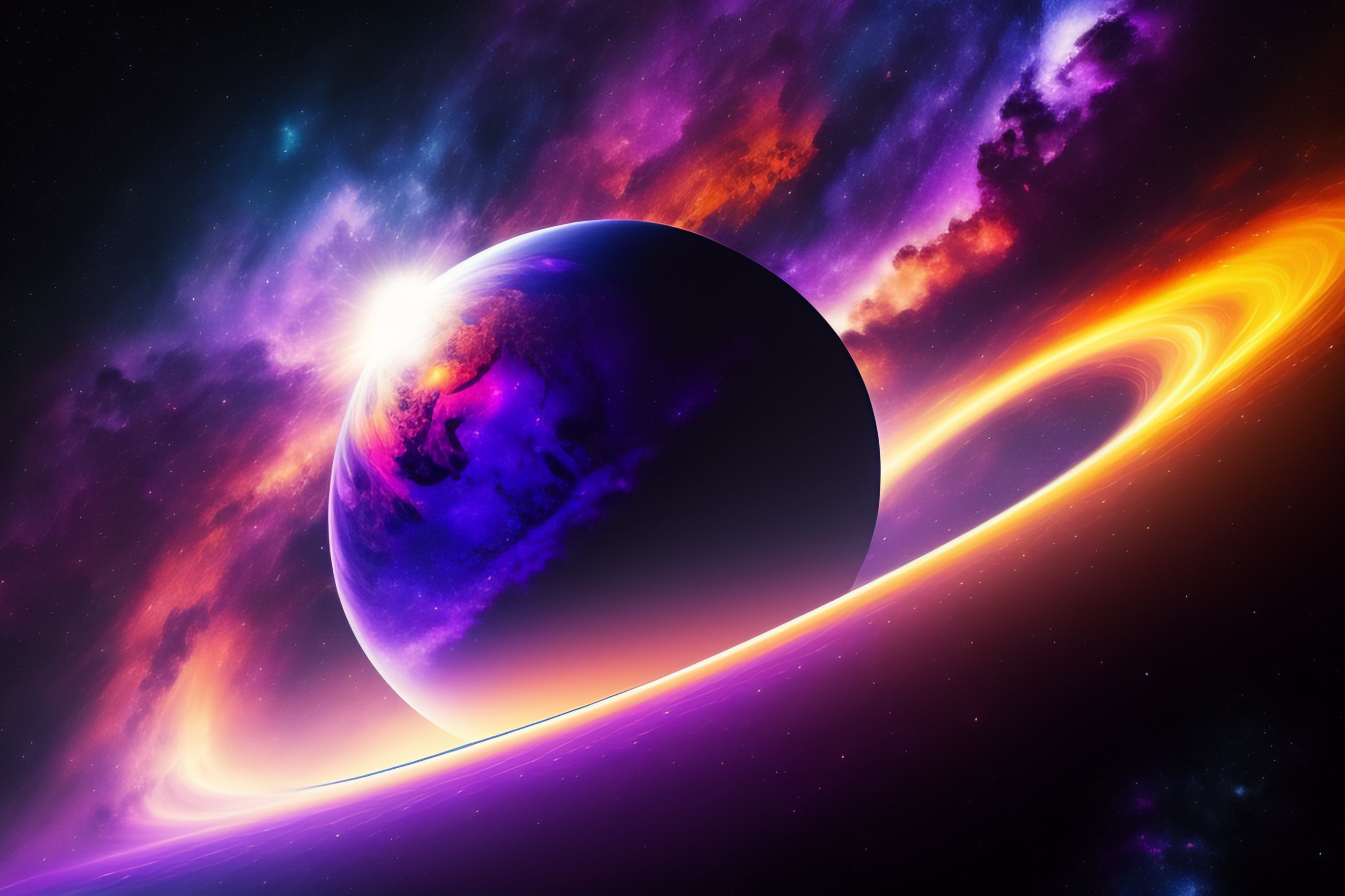 blue and purple planets