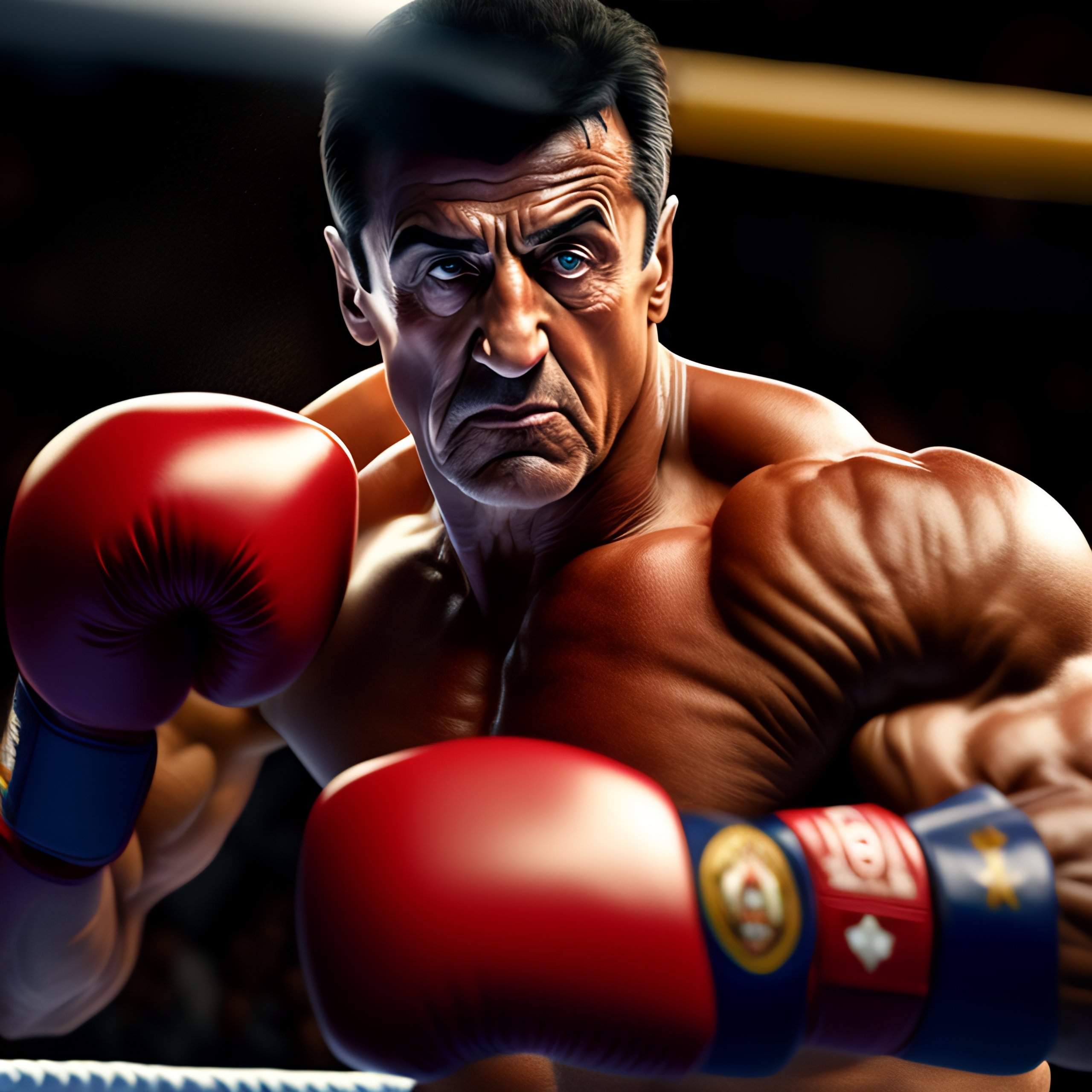 Lexica Full body shot, 90 year old sylvester stallone as rocky, white