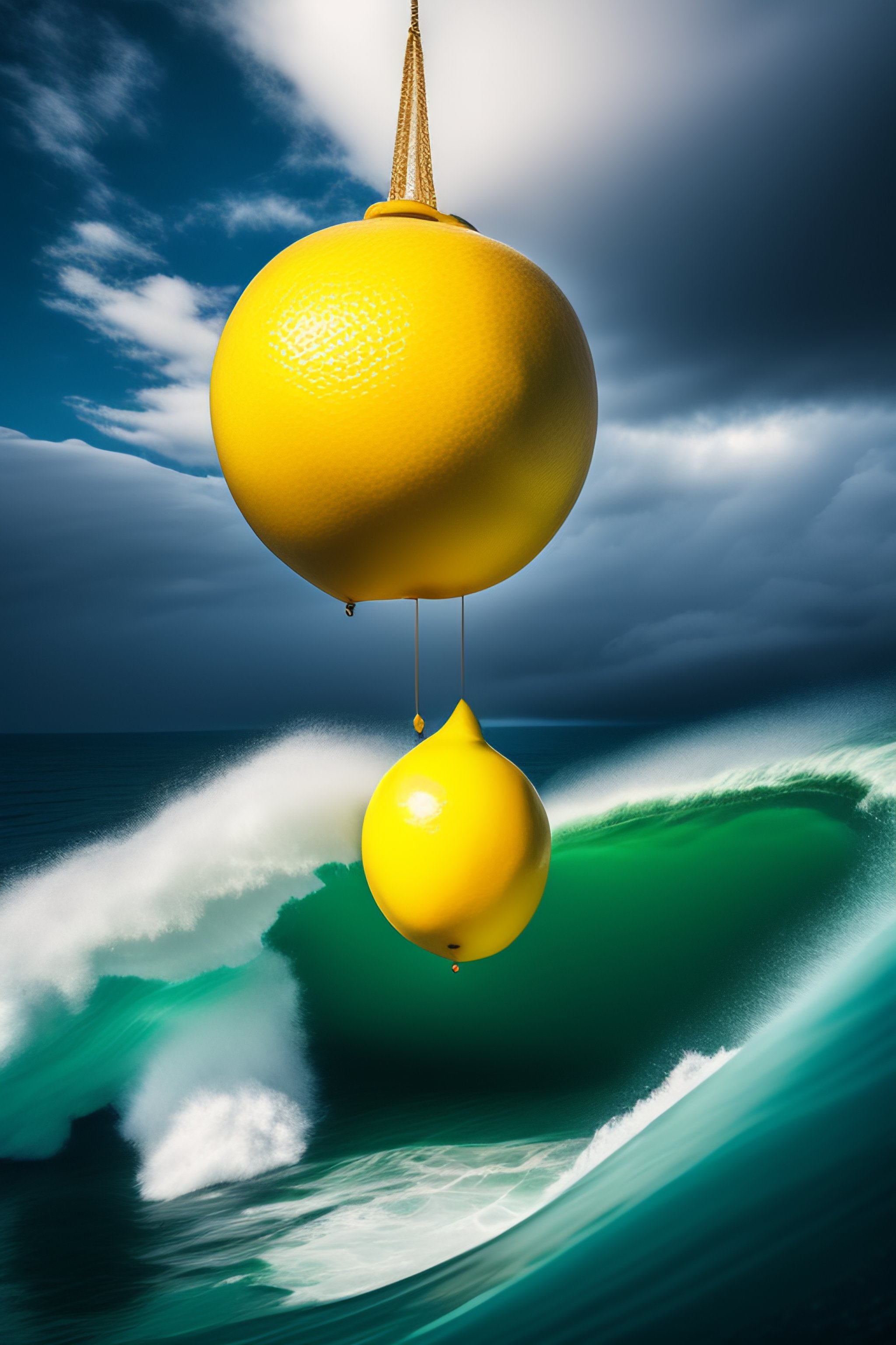 Lexica - A gigantic lemon suspended 20 meters above the deep blue sea ...