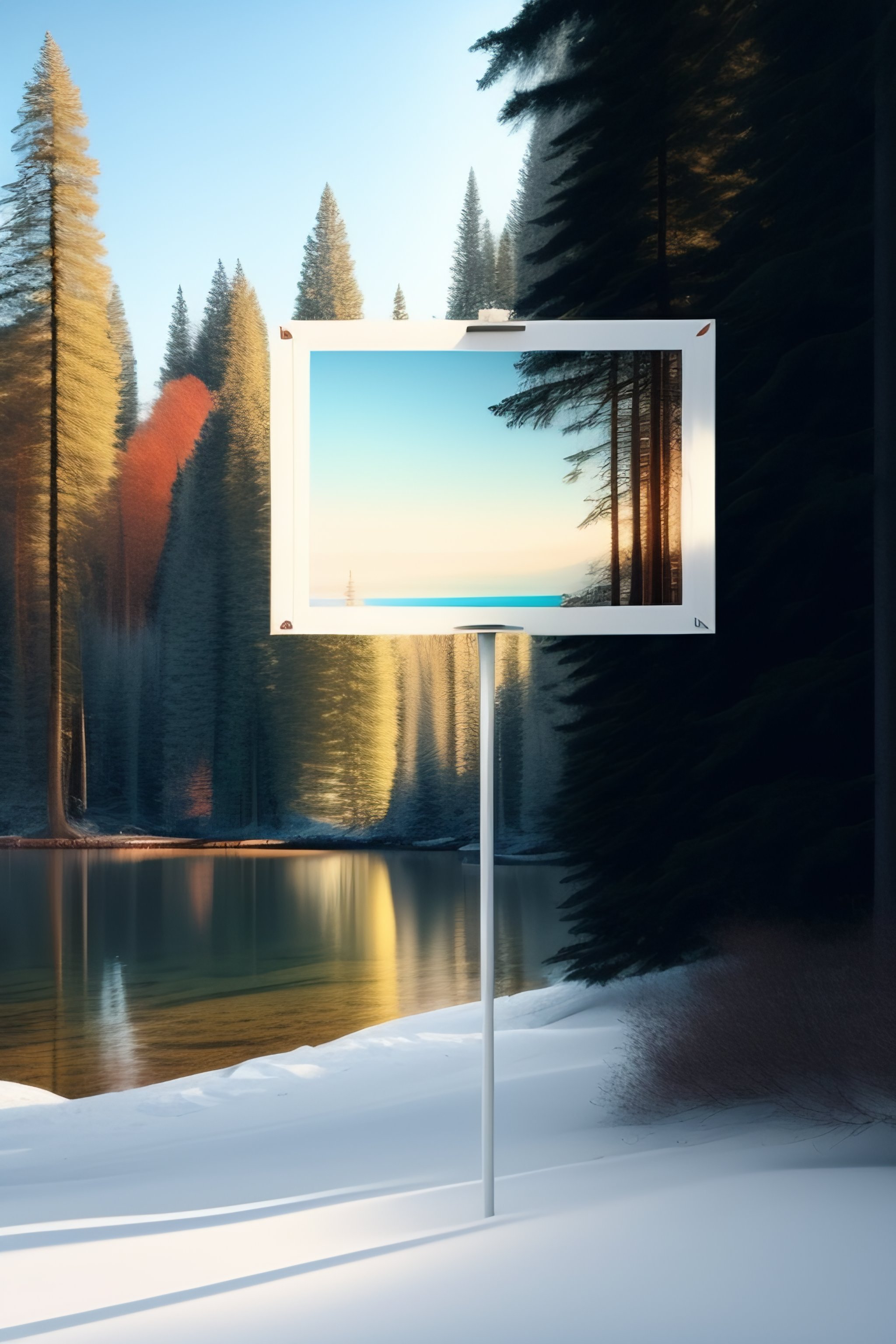 Lexica - A white poster floating through the trees, with a slight ...