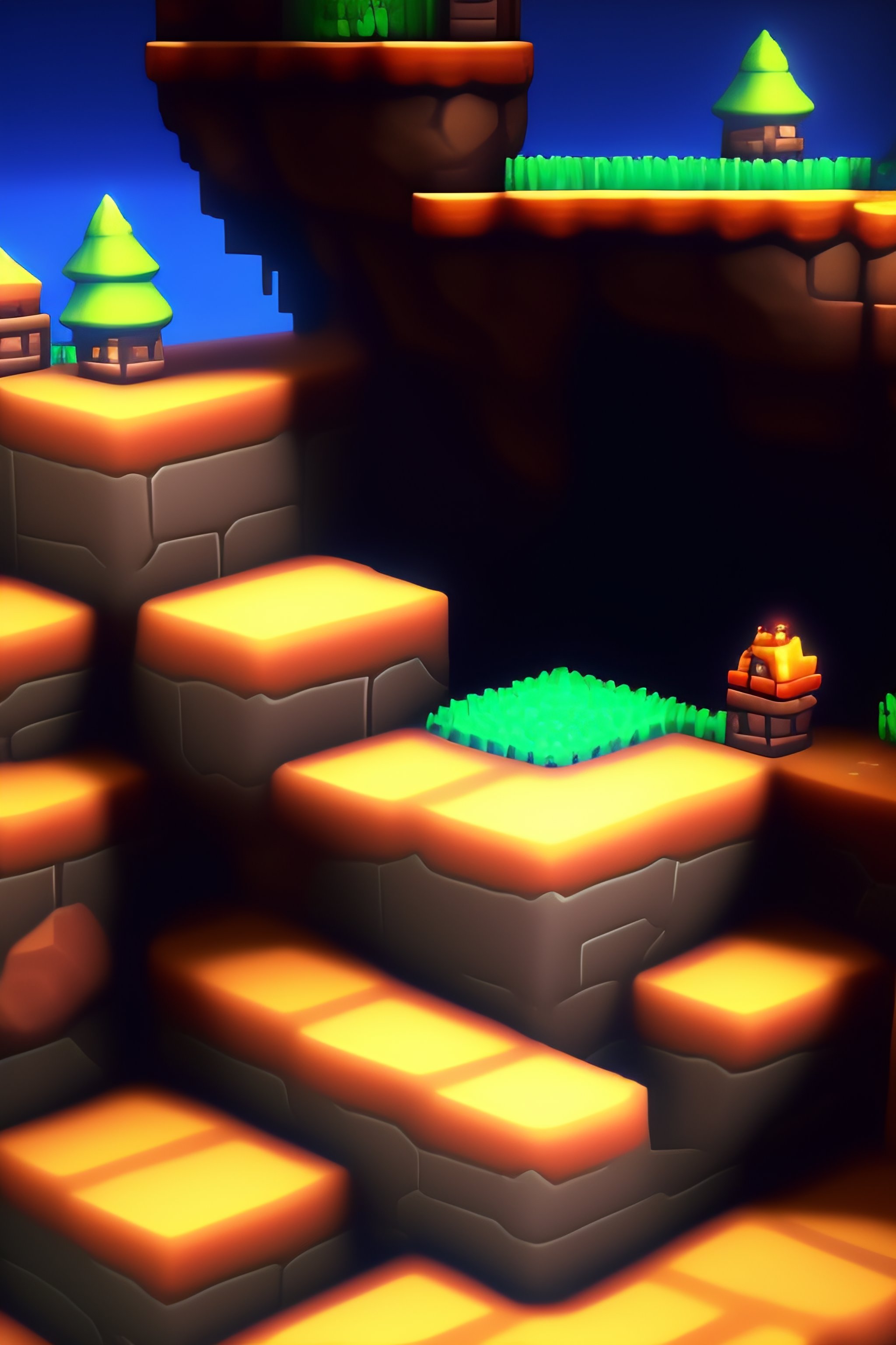 Lexica 3d platformer , top down camera, nintendo style, game level