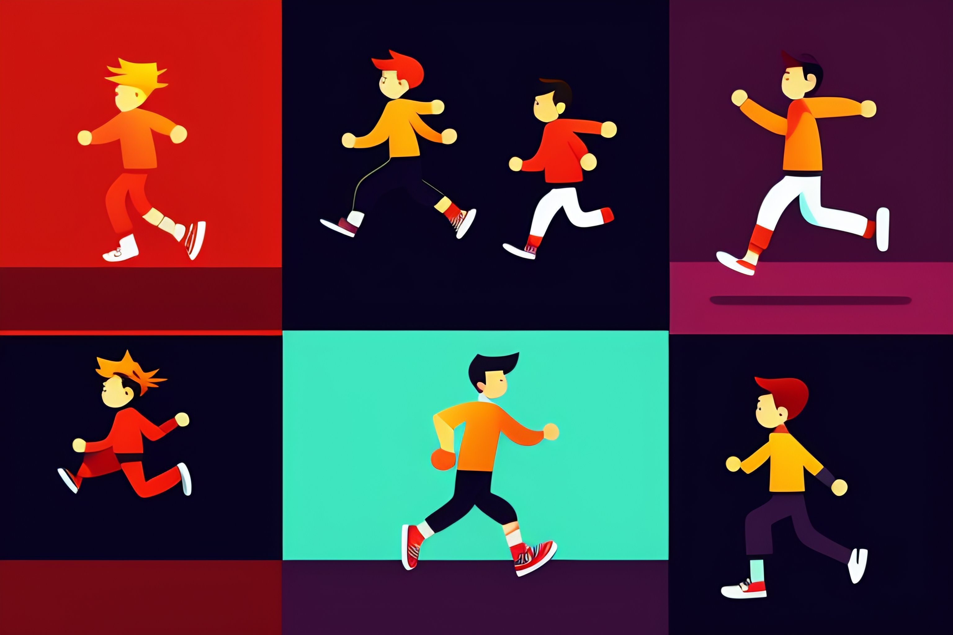 Lexica - A set of a boy walking running jumping standing sitting ...