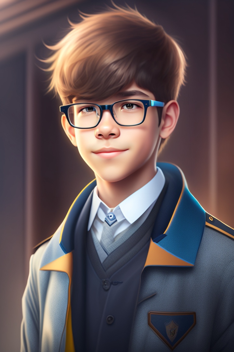 Lexica - High school boy with glasses, hansome