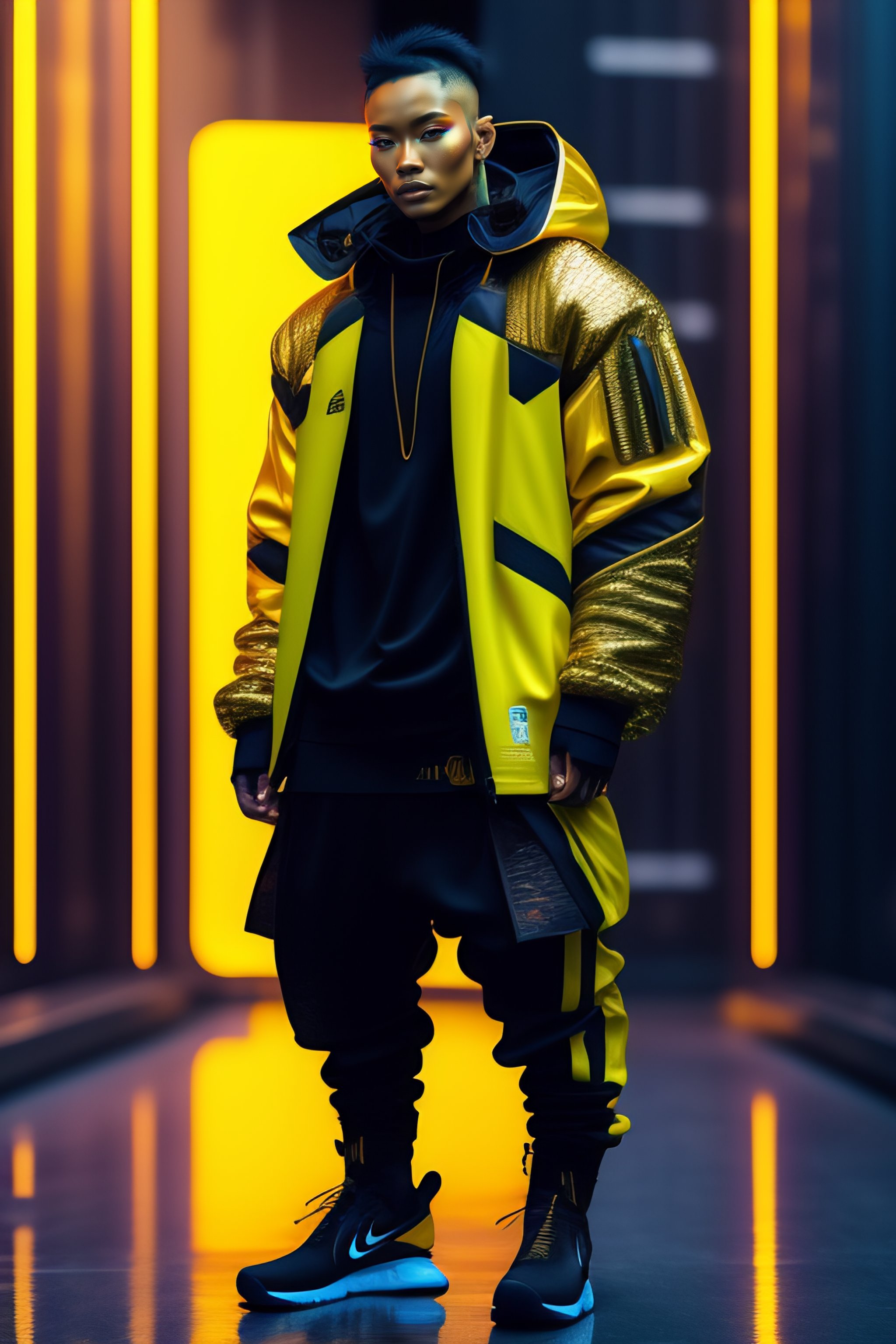 Lexica - Cyberpunk techwear streetwear look and clothes, we can see ...