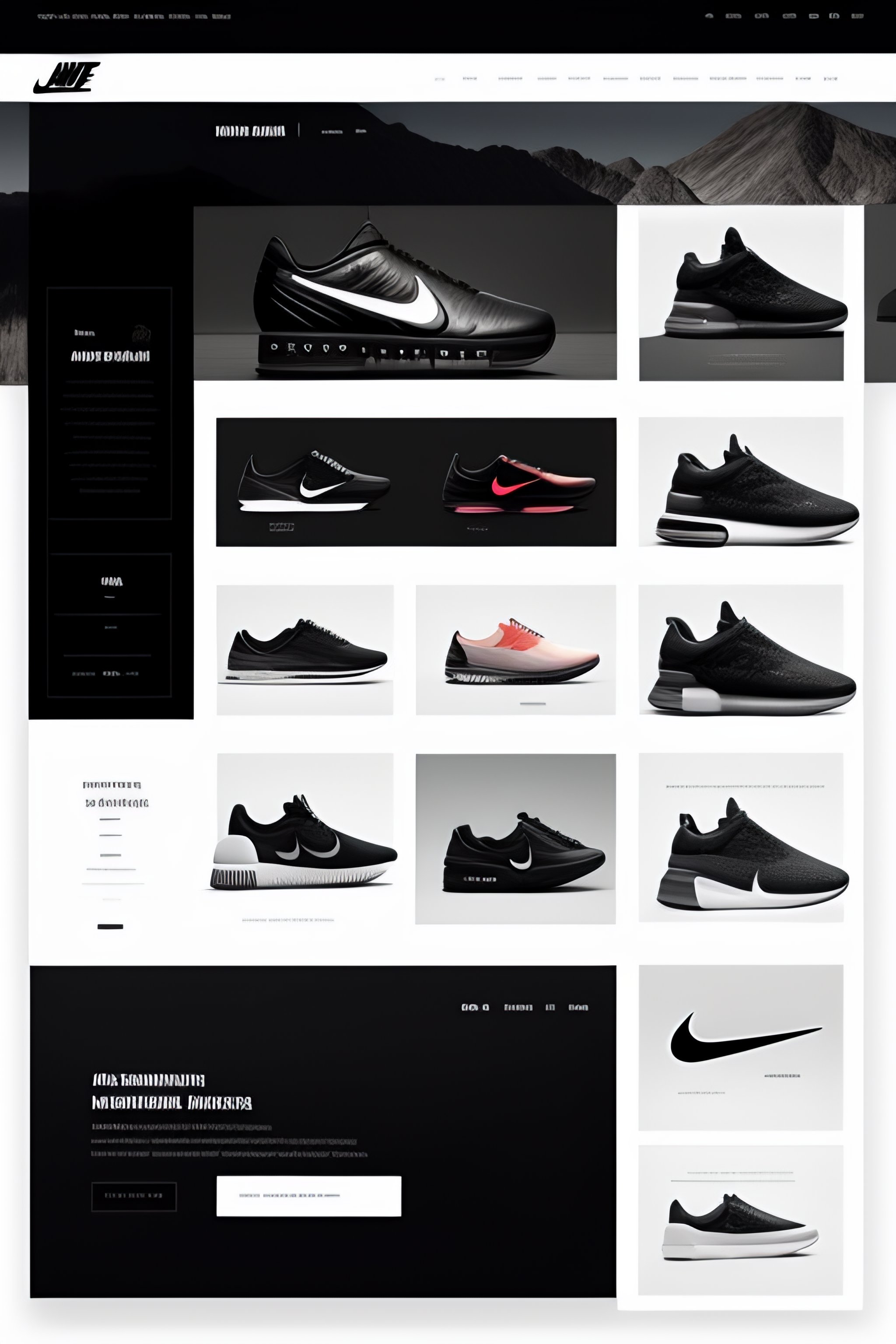 Lexica Beautiful website for shoes, ui,ux,ui/ux, nike, black and white