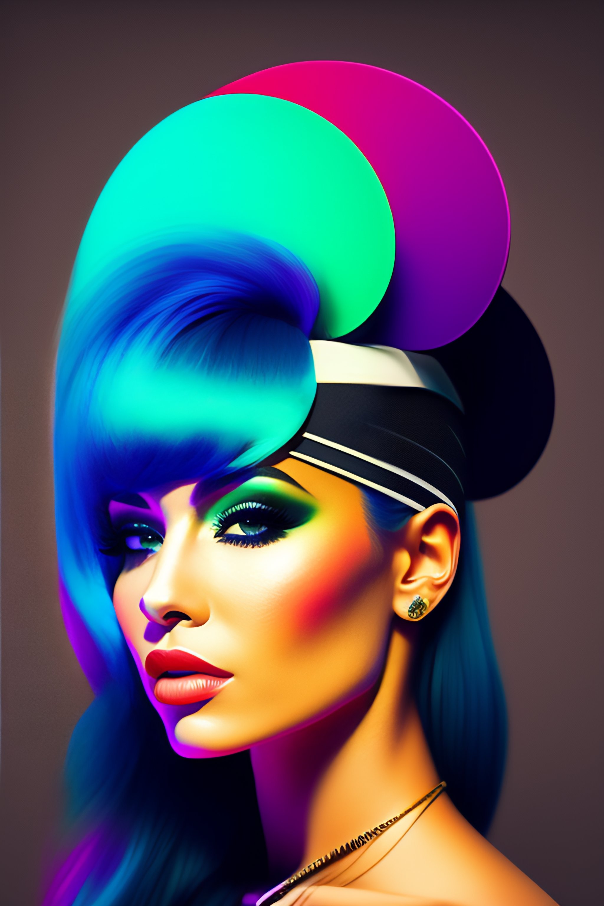 Lexica - Flat design, Portrait of a punk girl from abstract lines