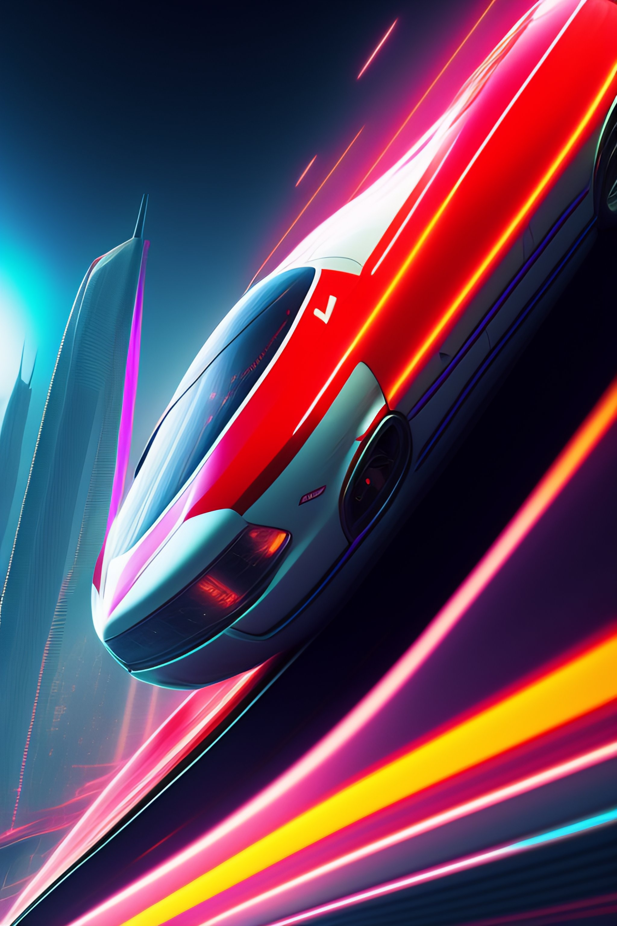 Lexica - Speed racer mach 6. white and red car. motionblur. zoom lines ...