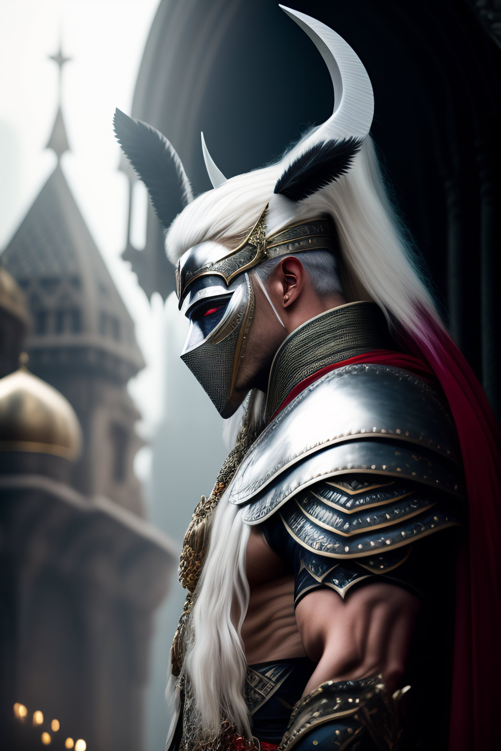 Lexica - White male warrior long silver hair with organic bone full ...