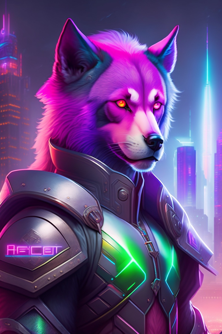 Lexica - A cybernetic werewolf holding a cyberpunk vampiress with a hi ...