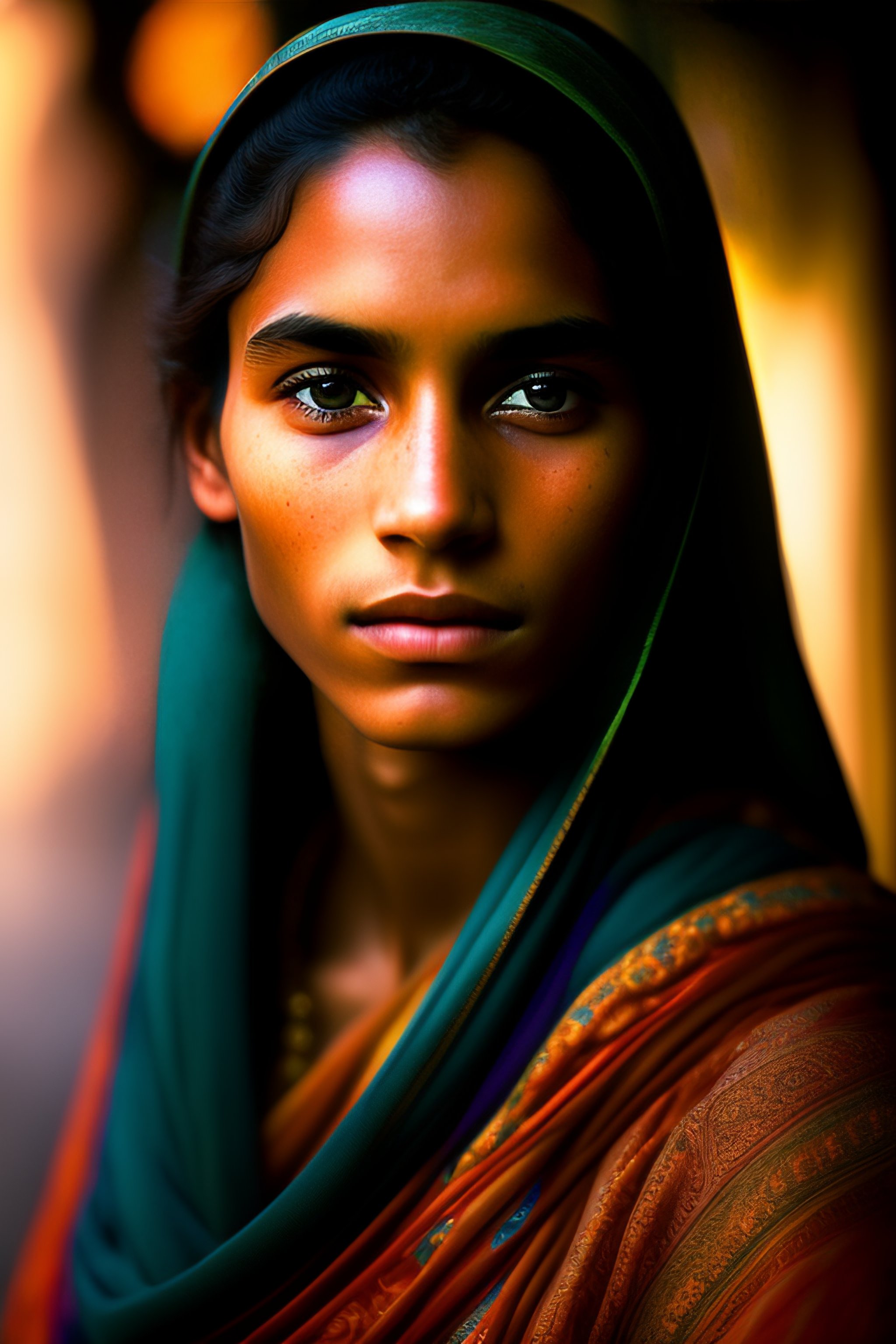 Prompt : Pretty 19-year-old woman” by Steve McCurry, 35mm, F/2.8