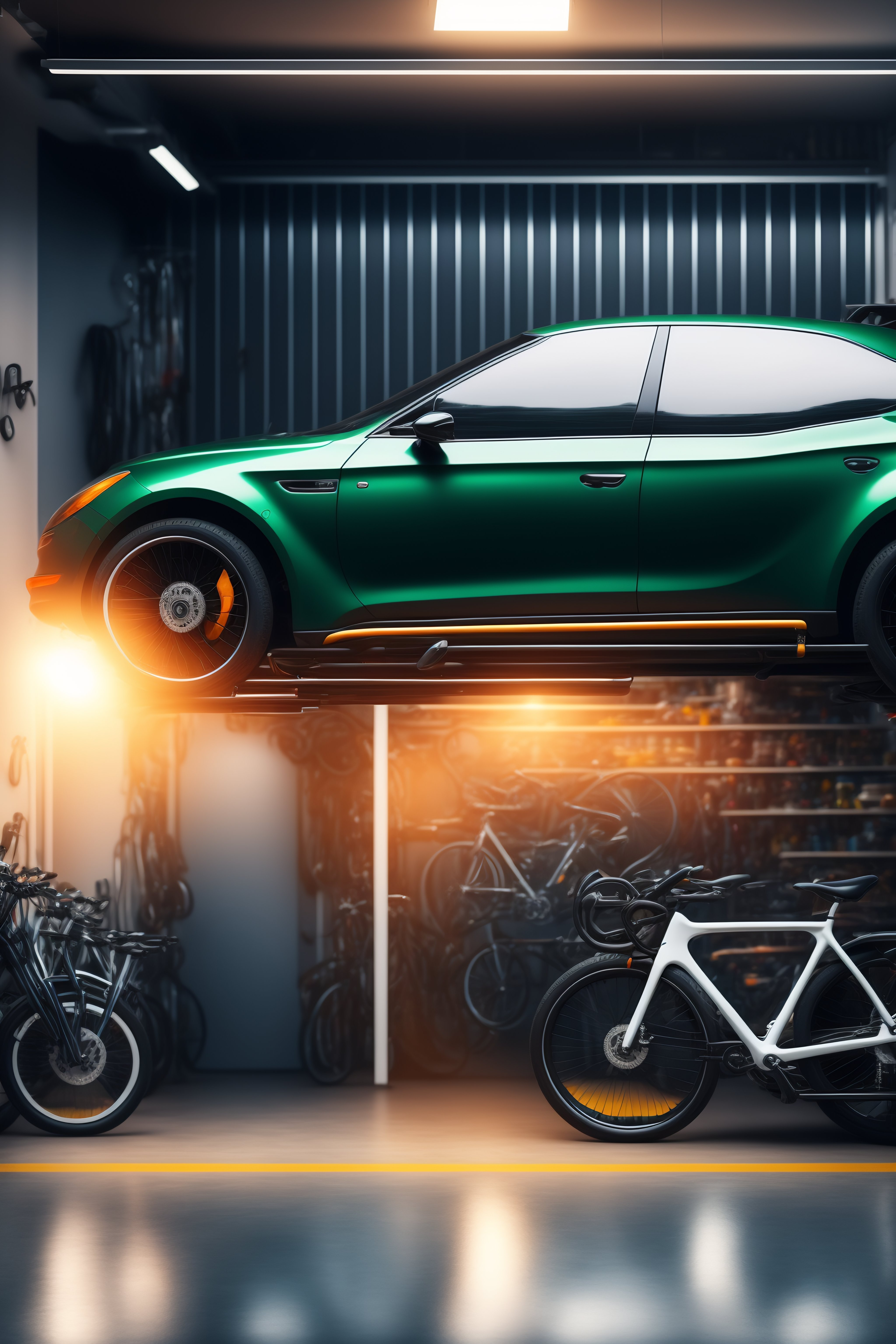 Lexica - Hosting servers in a garage with bikes, car,