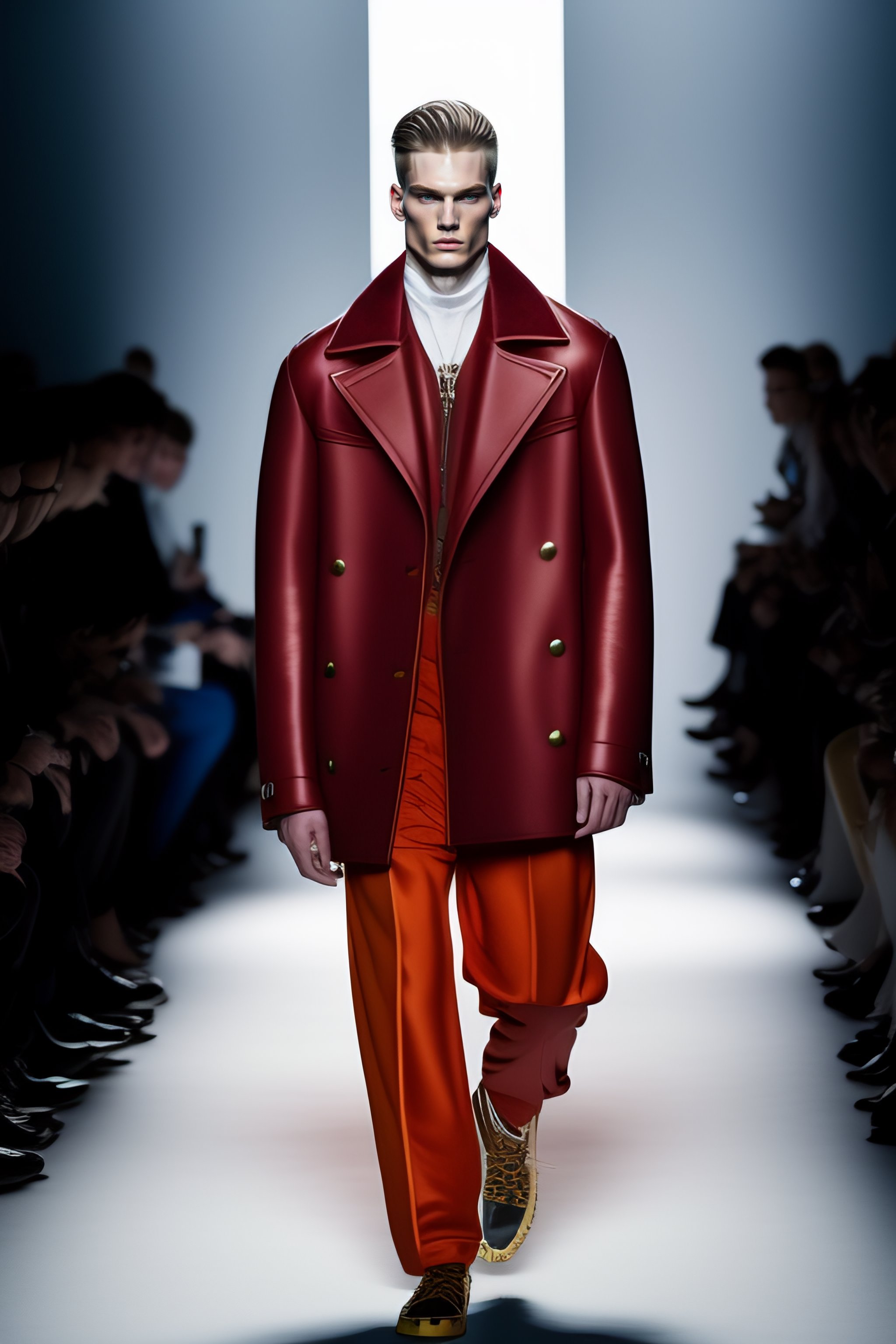 Lexica - Male model walking dow the catwalk, fashion, louis vuitton