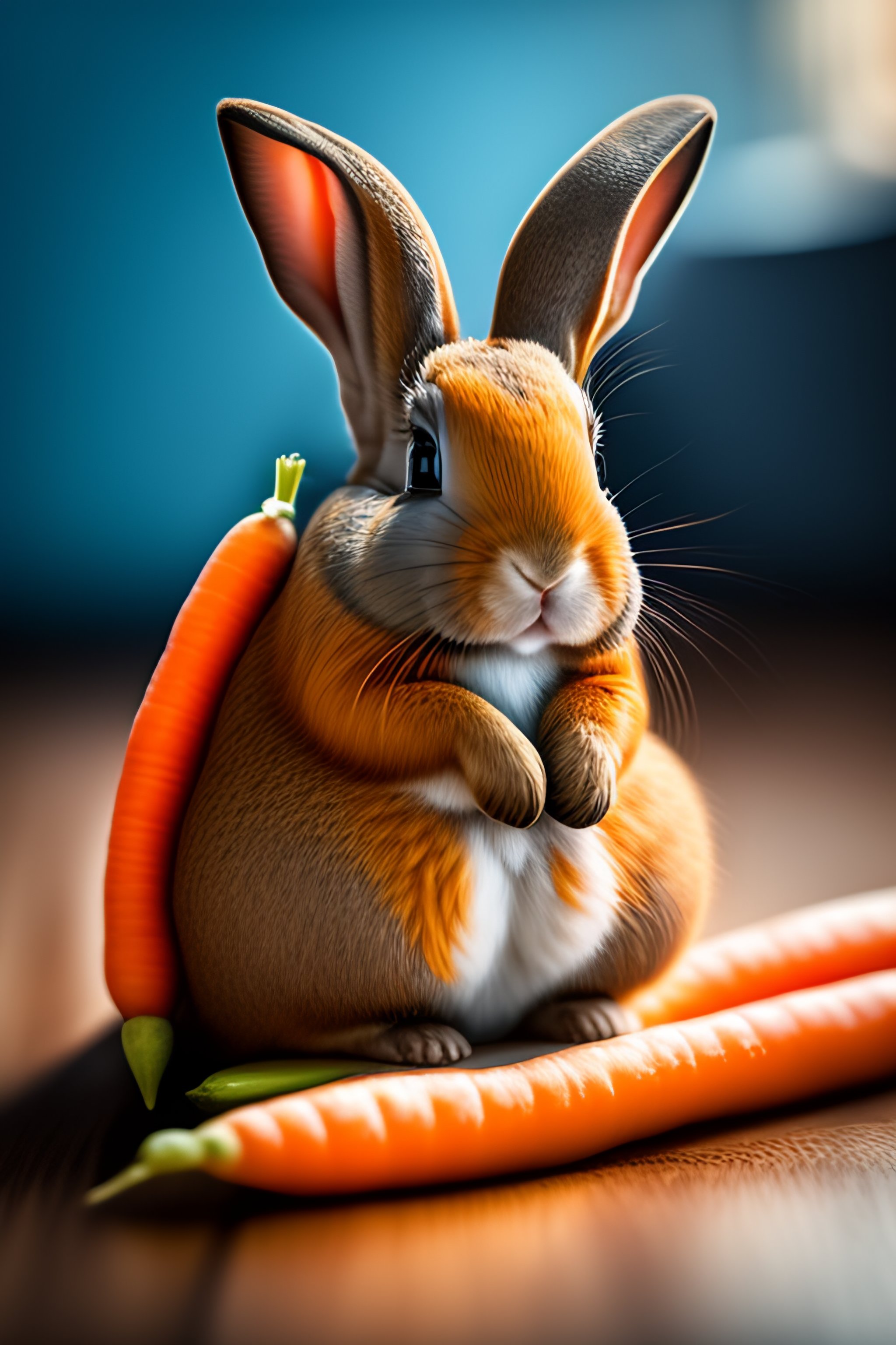 Lexica - Ninja bunny studying, eating carrot