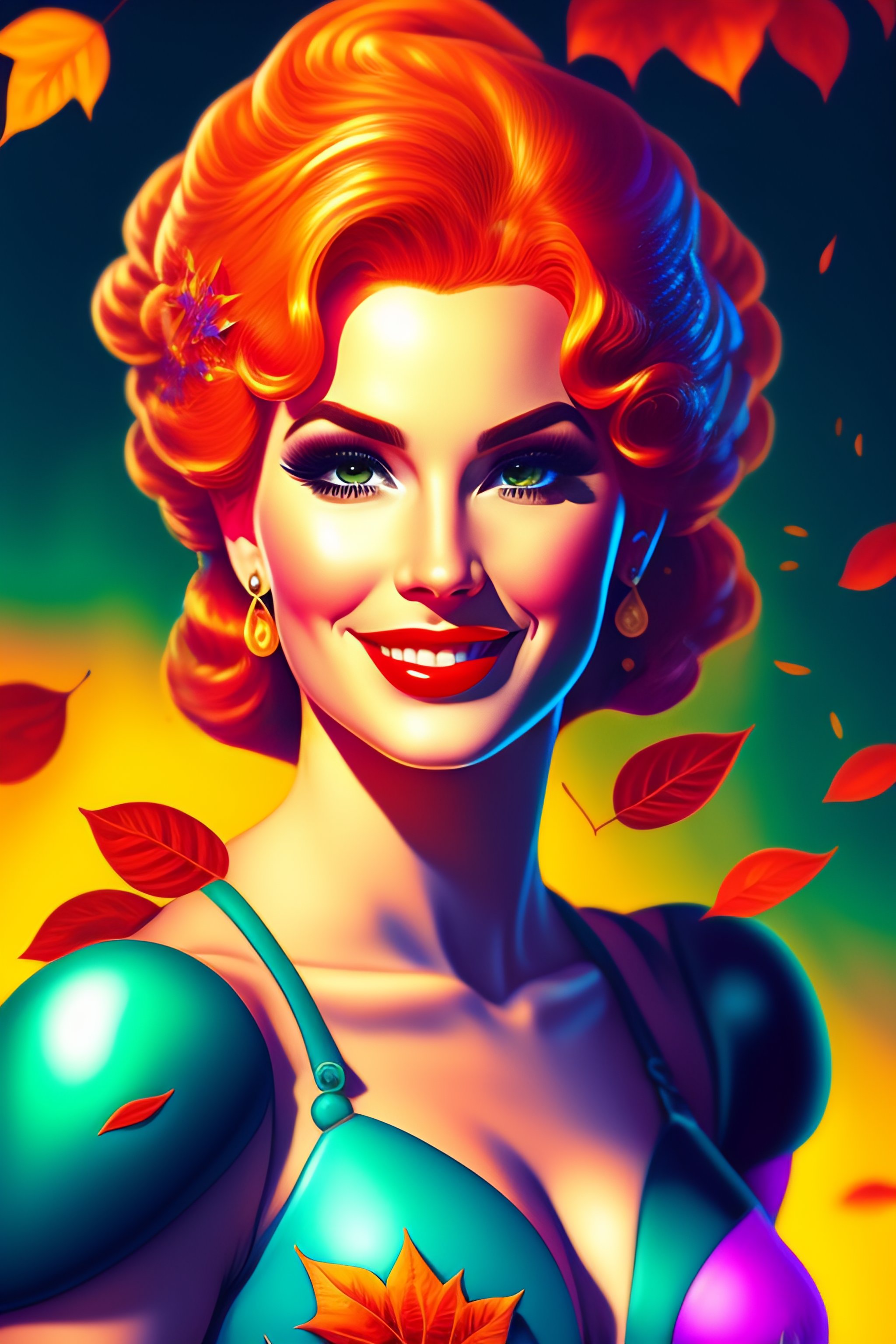 Lexica - Bulma in Disney style. Falling leaves and greek column ...