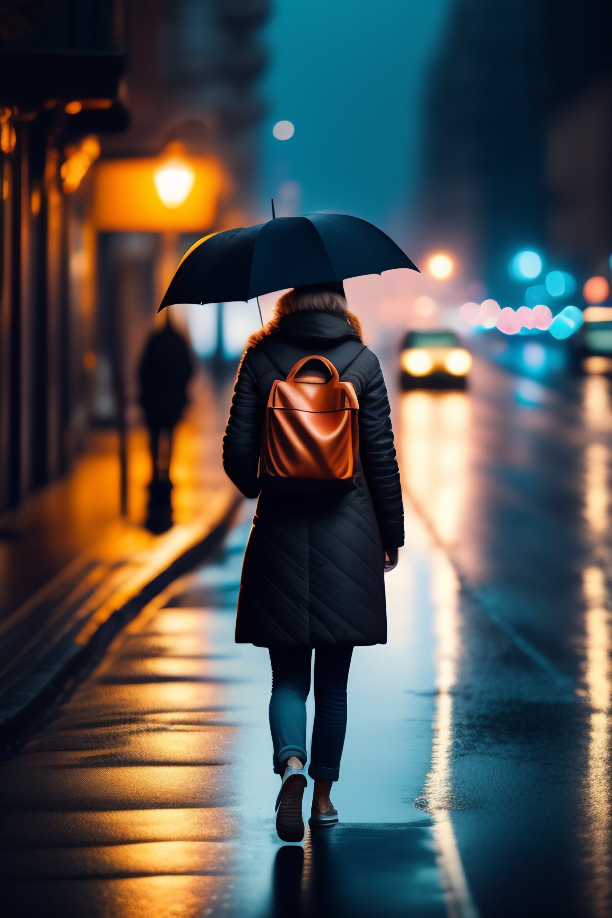 girl walking at night