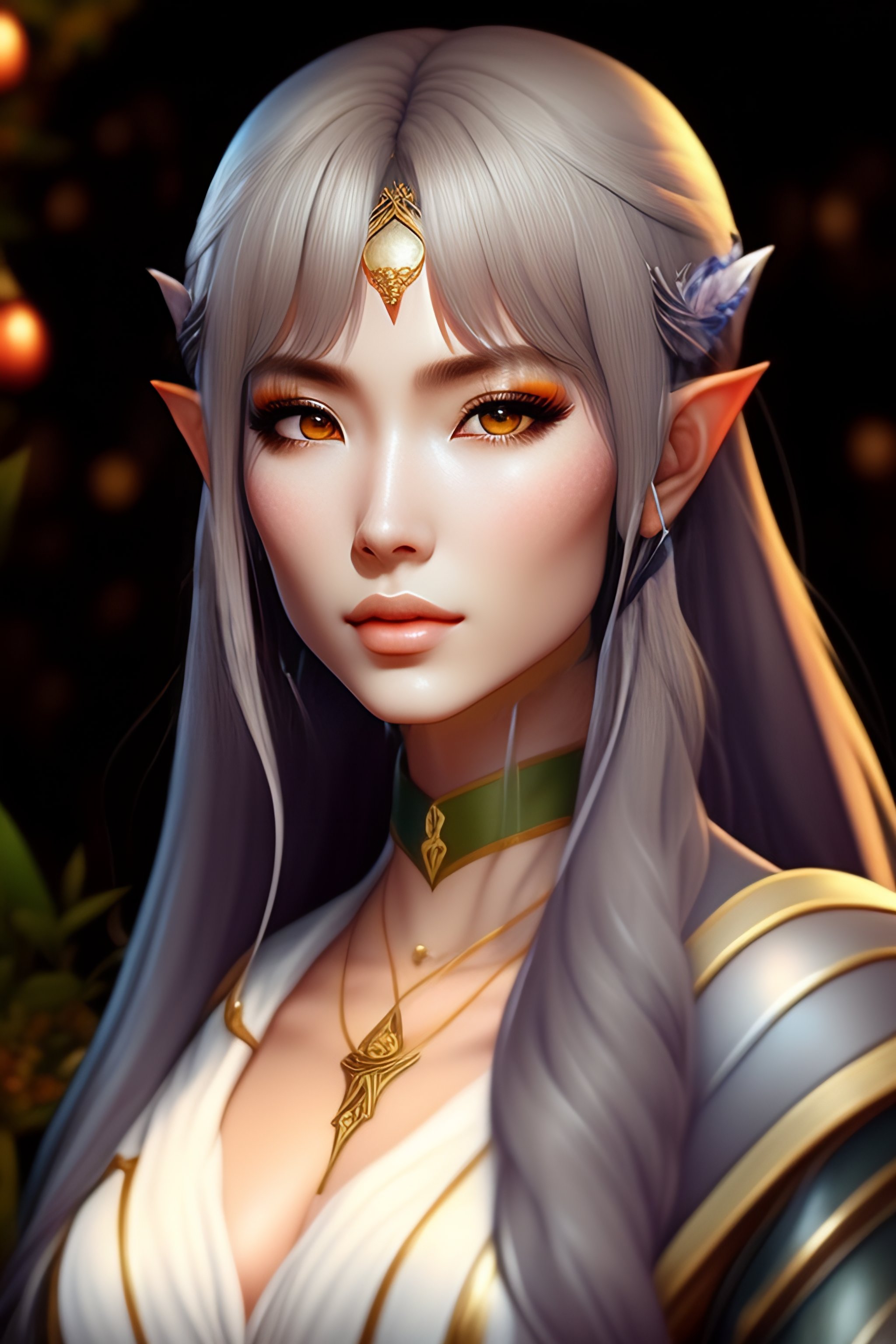 Lexica - Anime-stile elf female, elegant, big nose