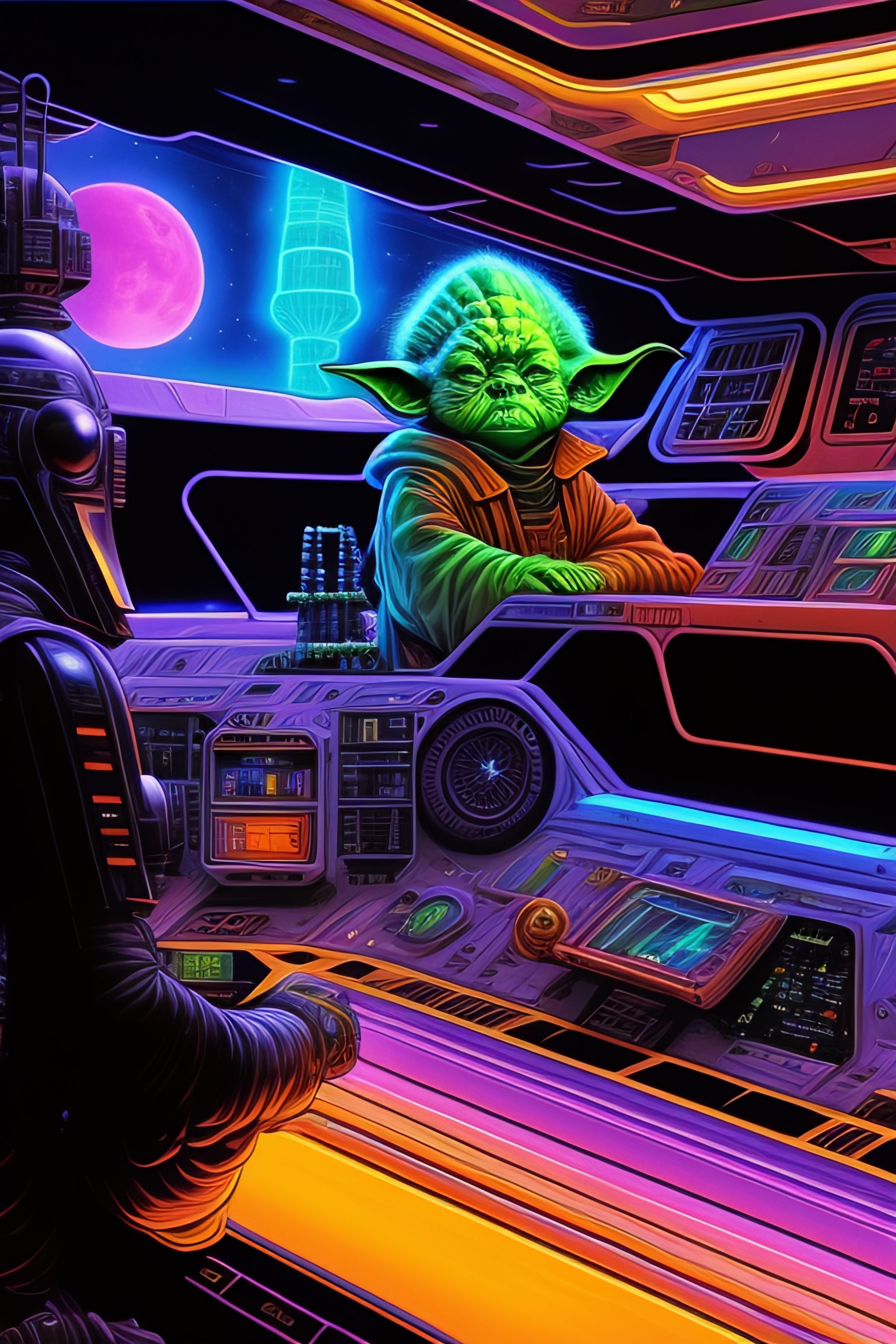 Lexica - Vintage 90's style. star wars cluttered starship interior ...