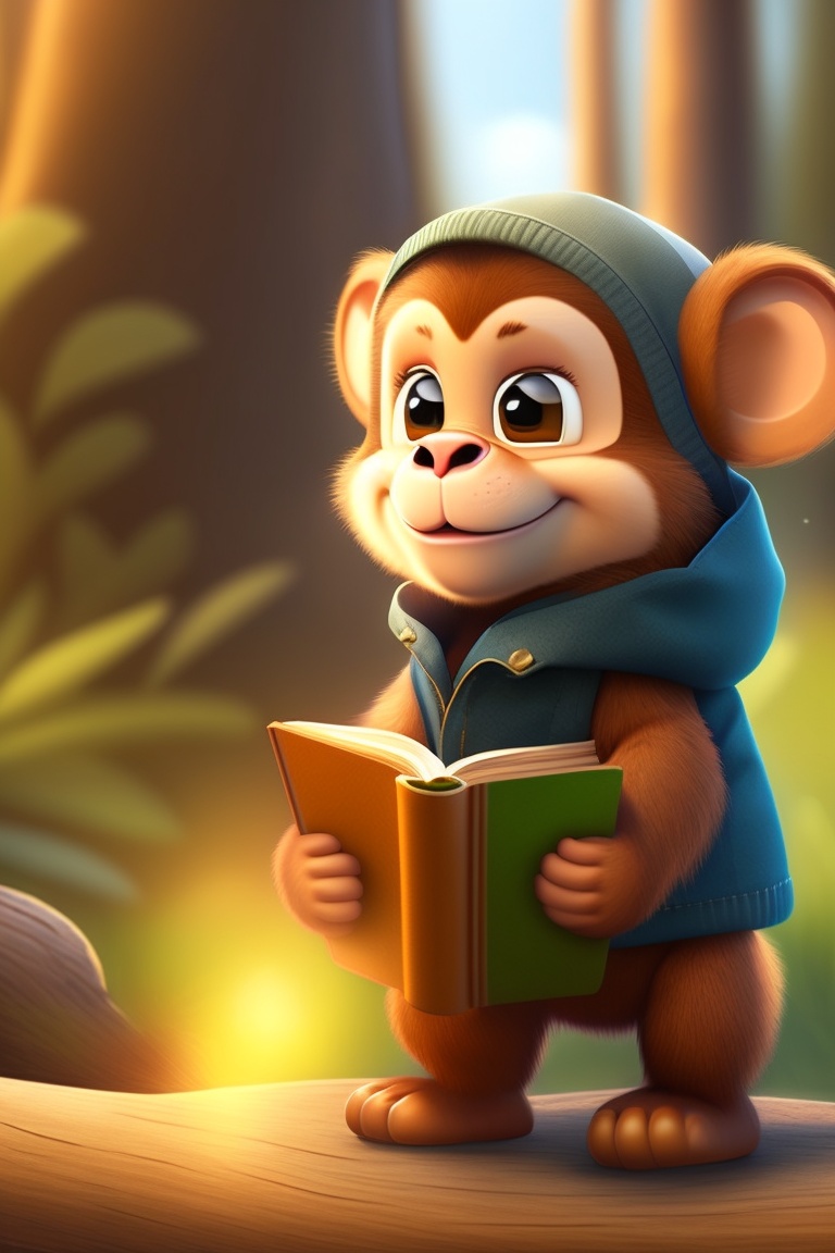 Lexica - A Cute Little Monkey For A Children's Storybook, Where The ...