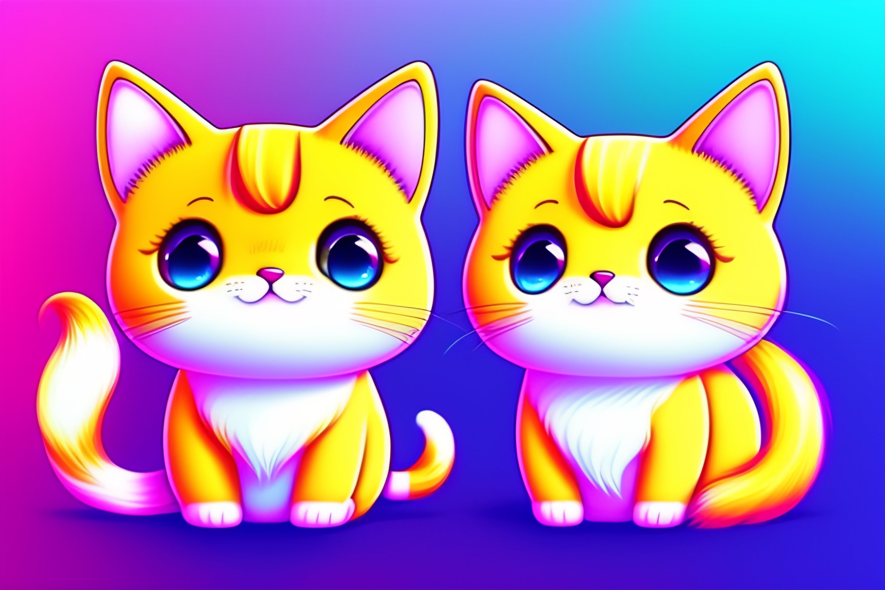 Lexica - Cute cat, kawaii, pastel colours, chibi artwork, neon pastel