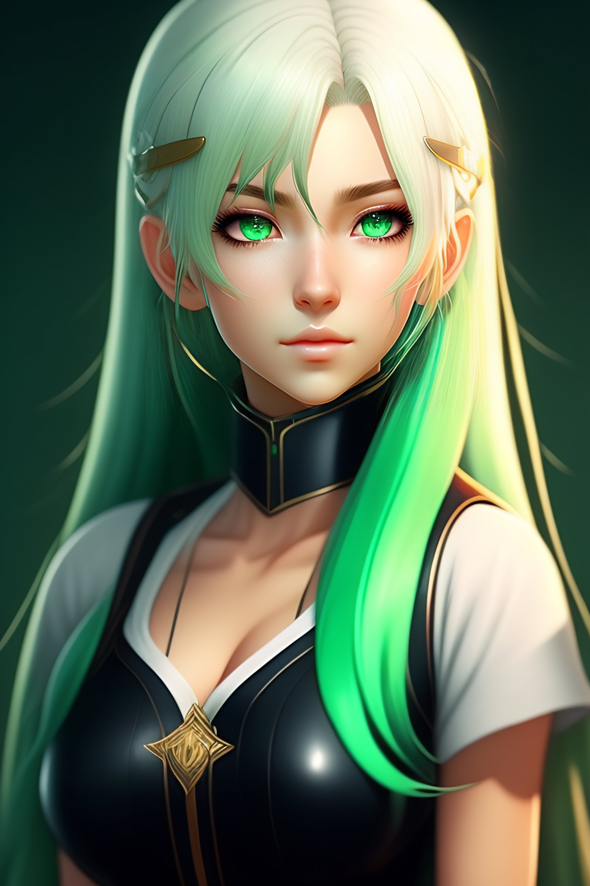 anime girl with green hair