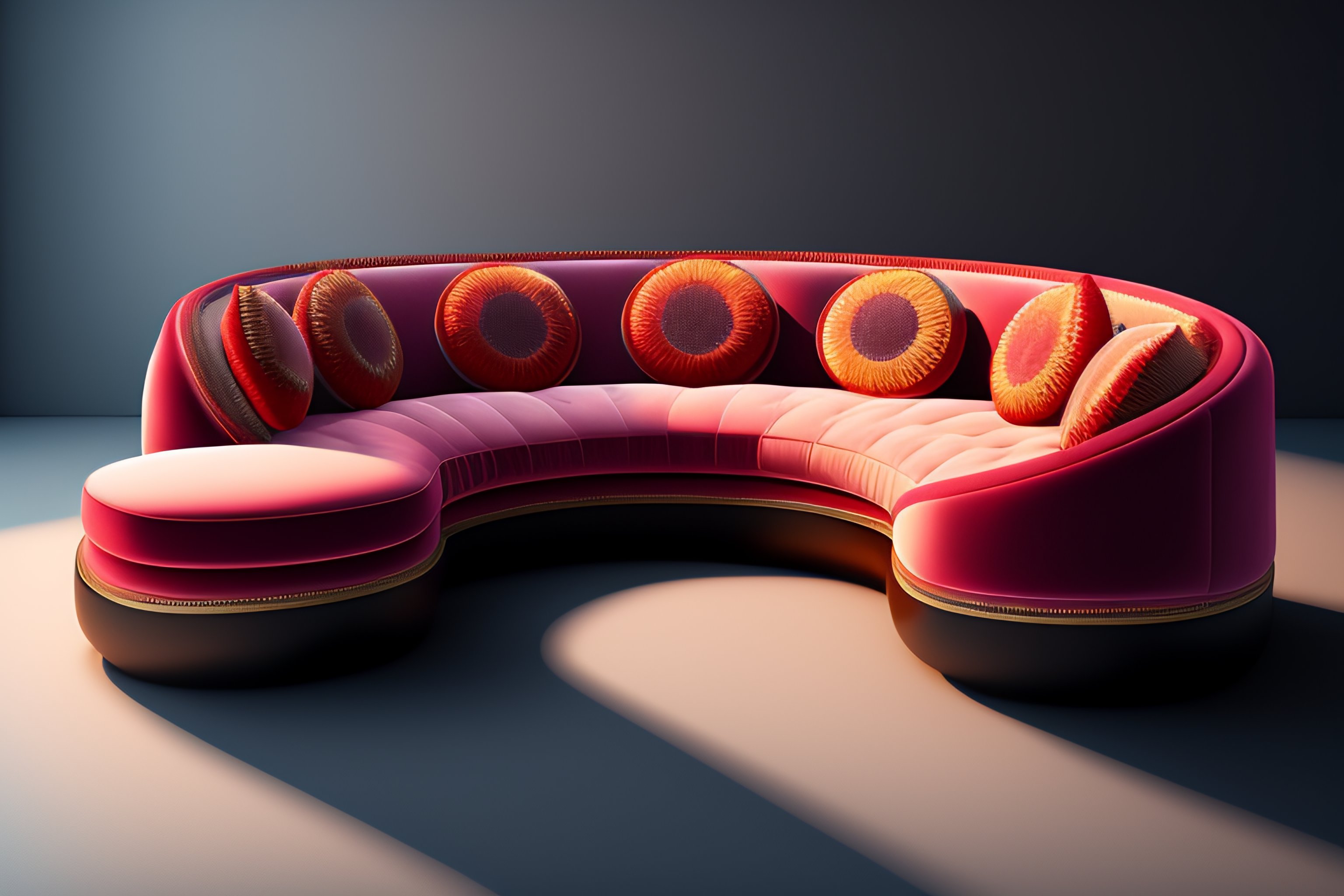 Lexica - Modern curved sofa tuffed with 2 pillows , perfect composition ...