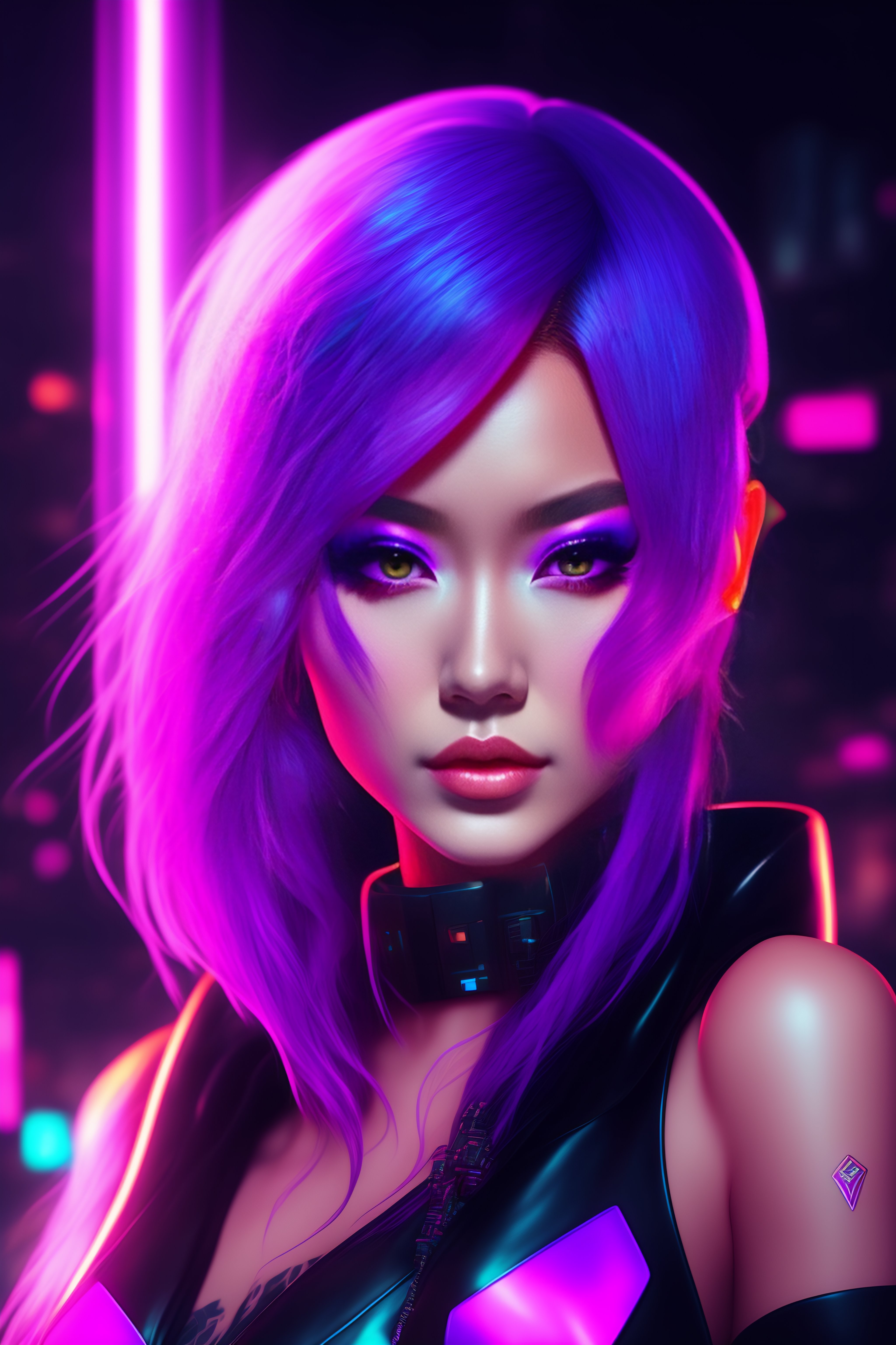 Lexica - Anime girl with murder vibes. Cyberpunk, neon, pink and purple ...