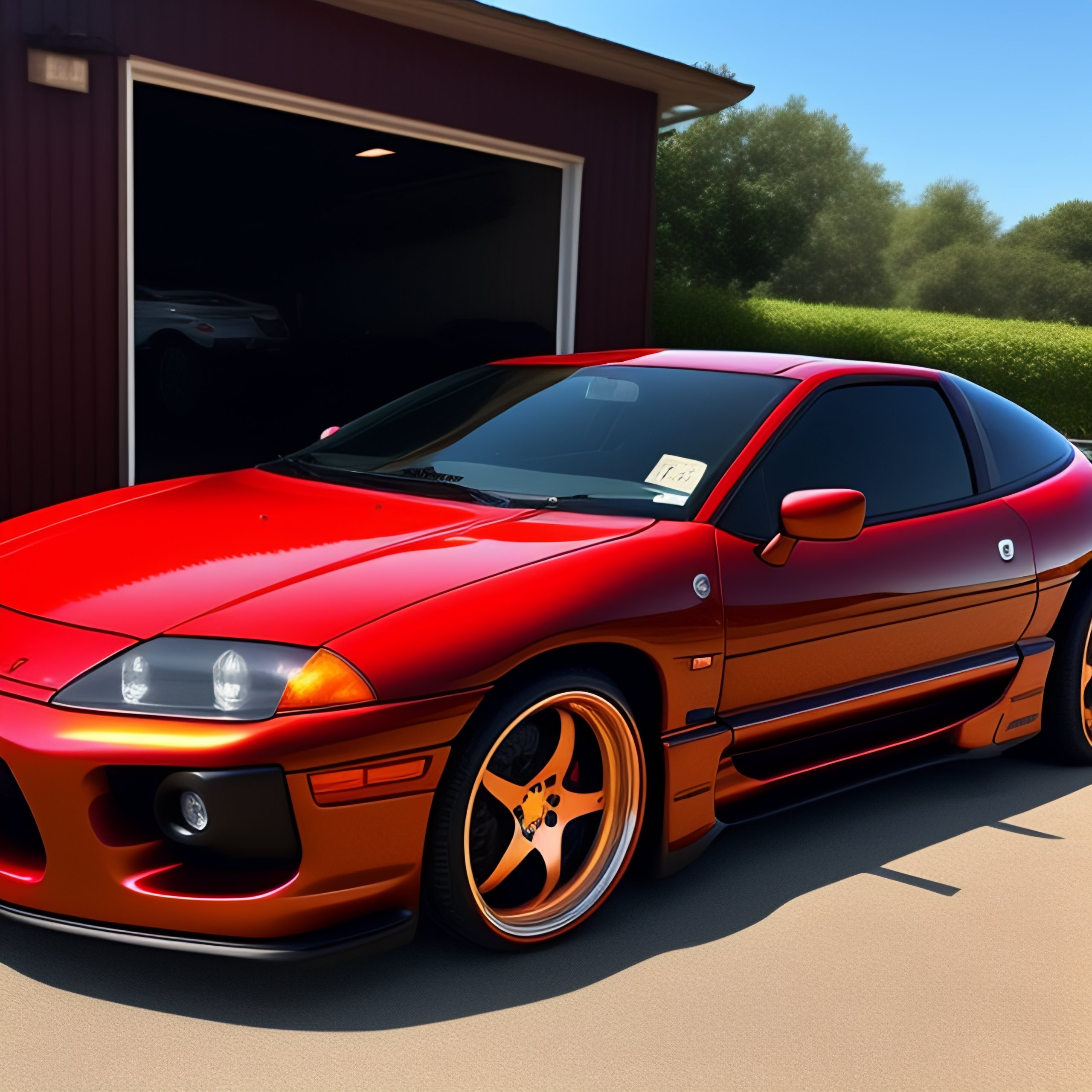 Lexica - A red mitsubishi eclipse 1999, rims rays volks TE 37 18