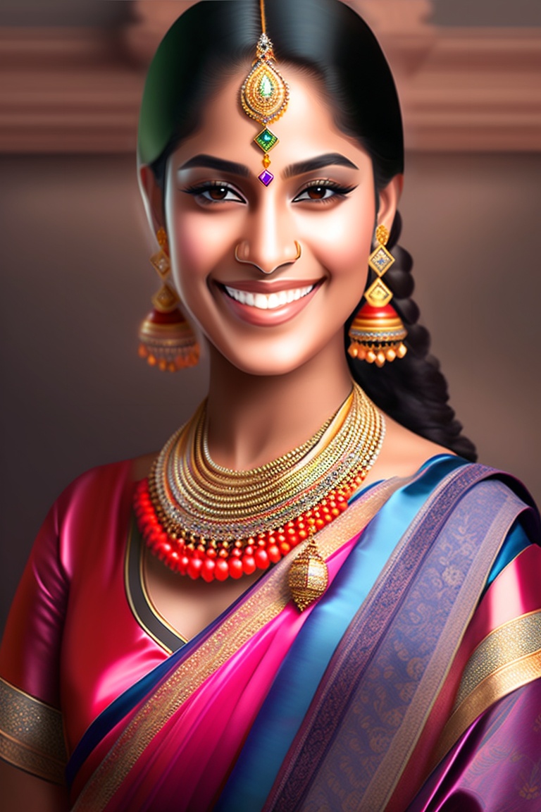 Lexica Beatiful Indian Girl With Saree Jewells Smile 6343
