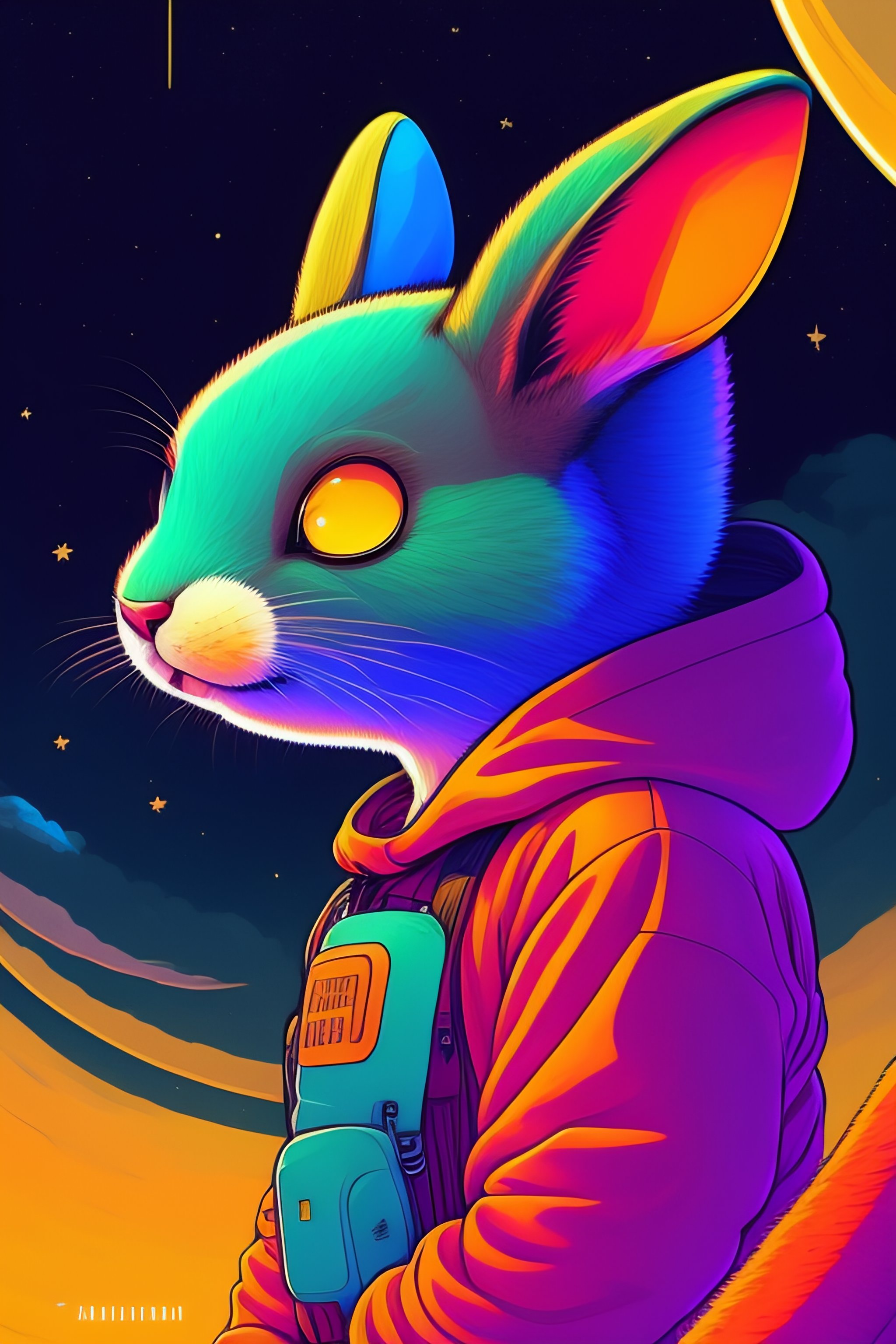 Lexica - Photo of a rabit monster in the space, style of laurie ...