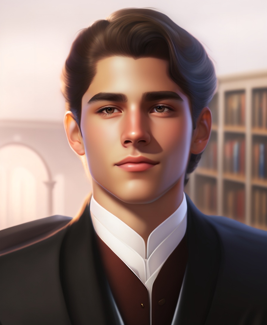 Lexica - A Young Teenage Lucifer's Face in a library scenario, dressing ...